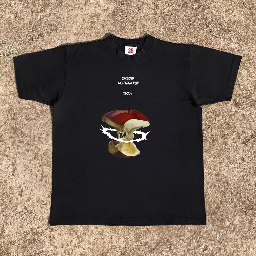 Other Black street washed retro apple core print tee Size US M / EU 48-50 / 2 - 1 Thumbnail