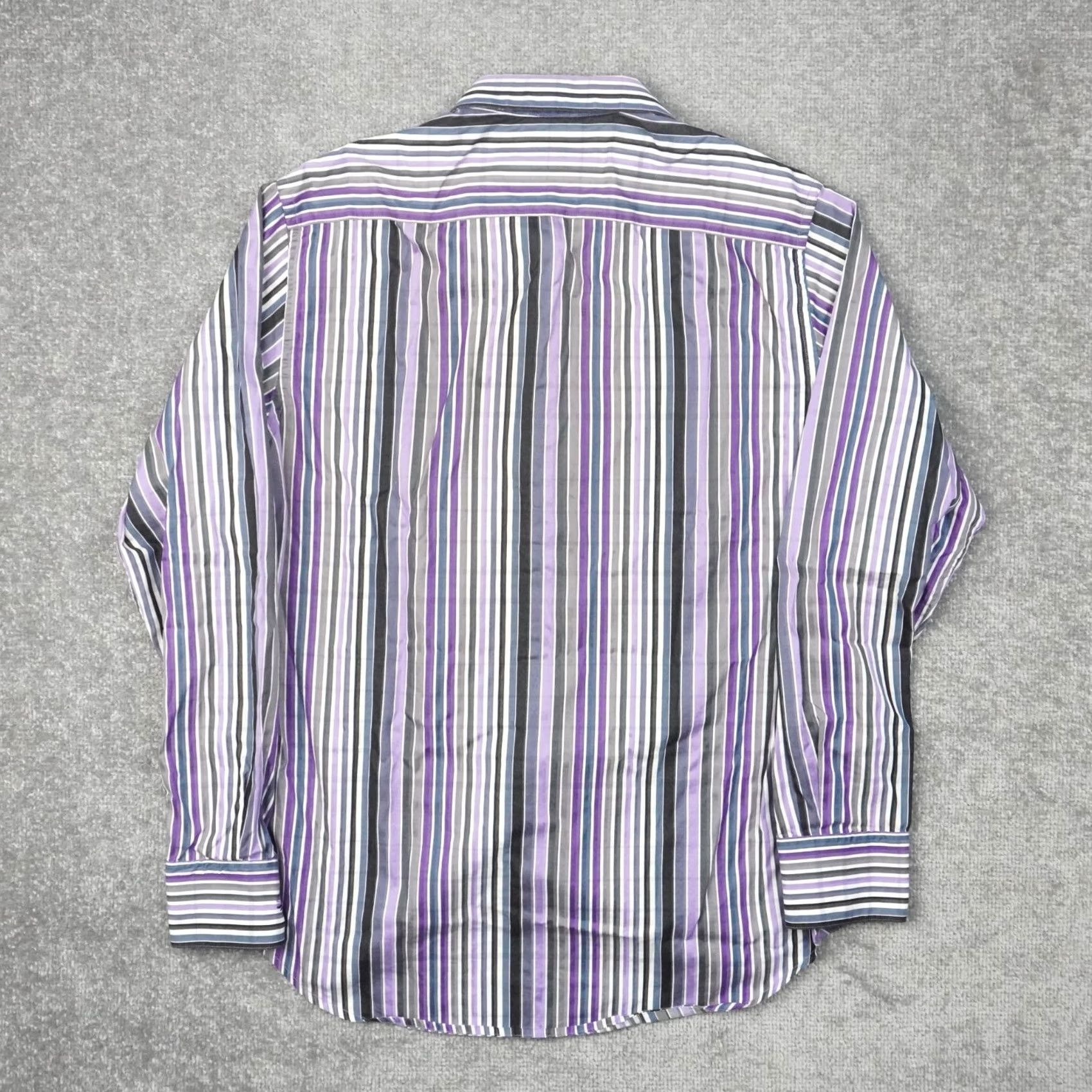 Robert Graham Robert Graham Button-Up Shirt Knowledge Wisdom Purple Long Sleeve L Mens Flip Cuff Striped Cotton Size US L / EU 52-54 / 3 - 2 Thumbnail