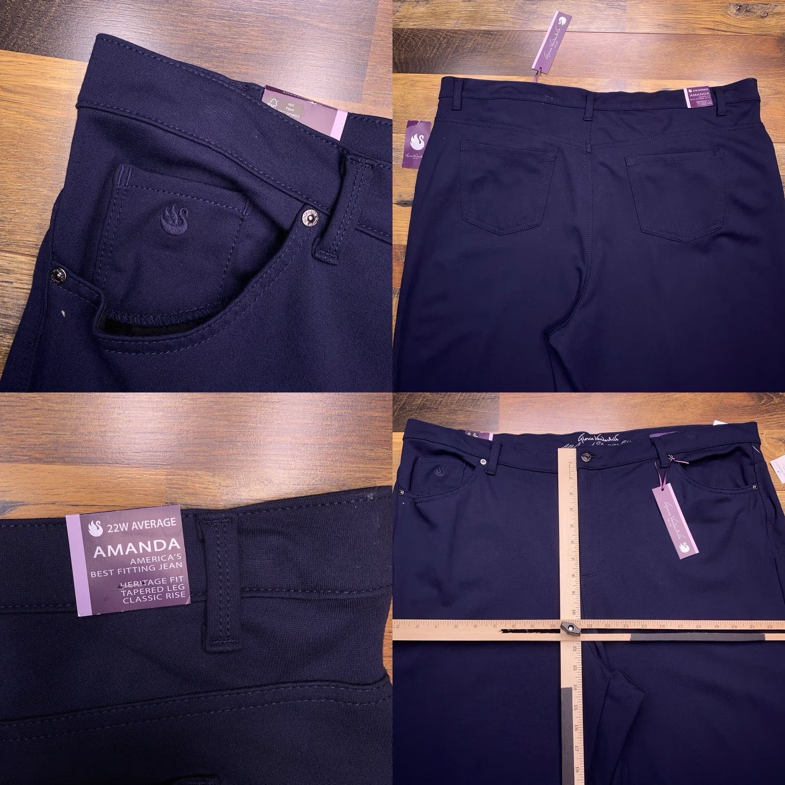 Gloria Vanderbilt Gloria Vanderbilt Amanda Jeans Heritage Fit Tapered Leg 22W Navy Blue Denim 5-Pocket Womens Plus Jeans Regular Vintage? Size 40" / US 18 - 8 Thumbnail