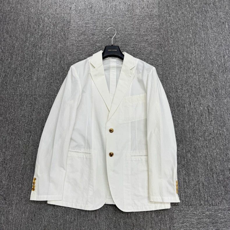 Hermes Hermes Solid Color White Blazer Size US L / EU 52-54 / 3 - 1 Thumbnail