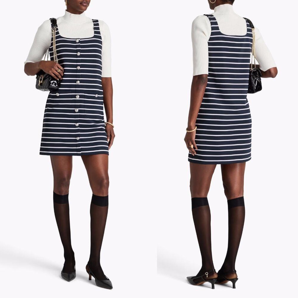 Veronica Beard NWT New $398 Veronica Beard Tibbie Stripe Knit Mini Dress S Size L / US 10 / IT 46 - 1 Thumbnail