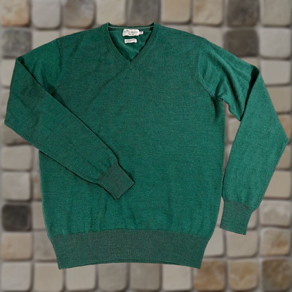 Peter Millar VINTAGE Peter Millar Crown Soft V-Neck Sweater Merino Wool Silk Sz M Green Men’s Knit Pullover V-Neck 85% Merino Wool, 15% Silk Lightweight Soft Size US M / EU 48-50 / 2 - 1 Thumbnail
