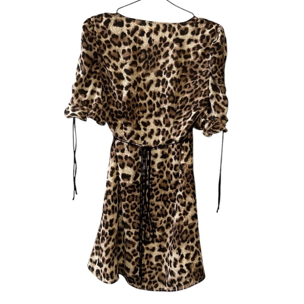 Designer Leopard Print Wrap Mini Dress Size S / US 4 / IT 40 - 3 Thumbnail