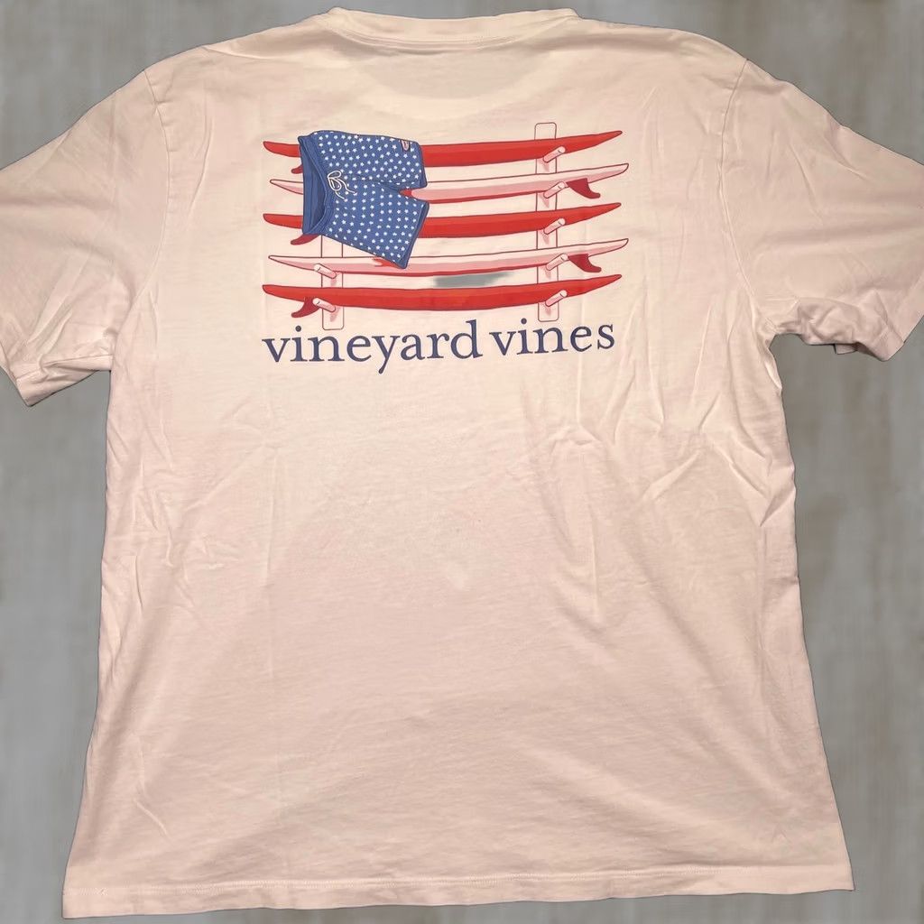 Vineyard Vines Vineyard Vines Shirt Mens Large White USA Flag Surfboards Pocket Graphic Tee Size US L / EU 52-54 / 3 - 1 Thumbnail