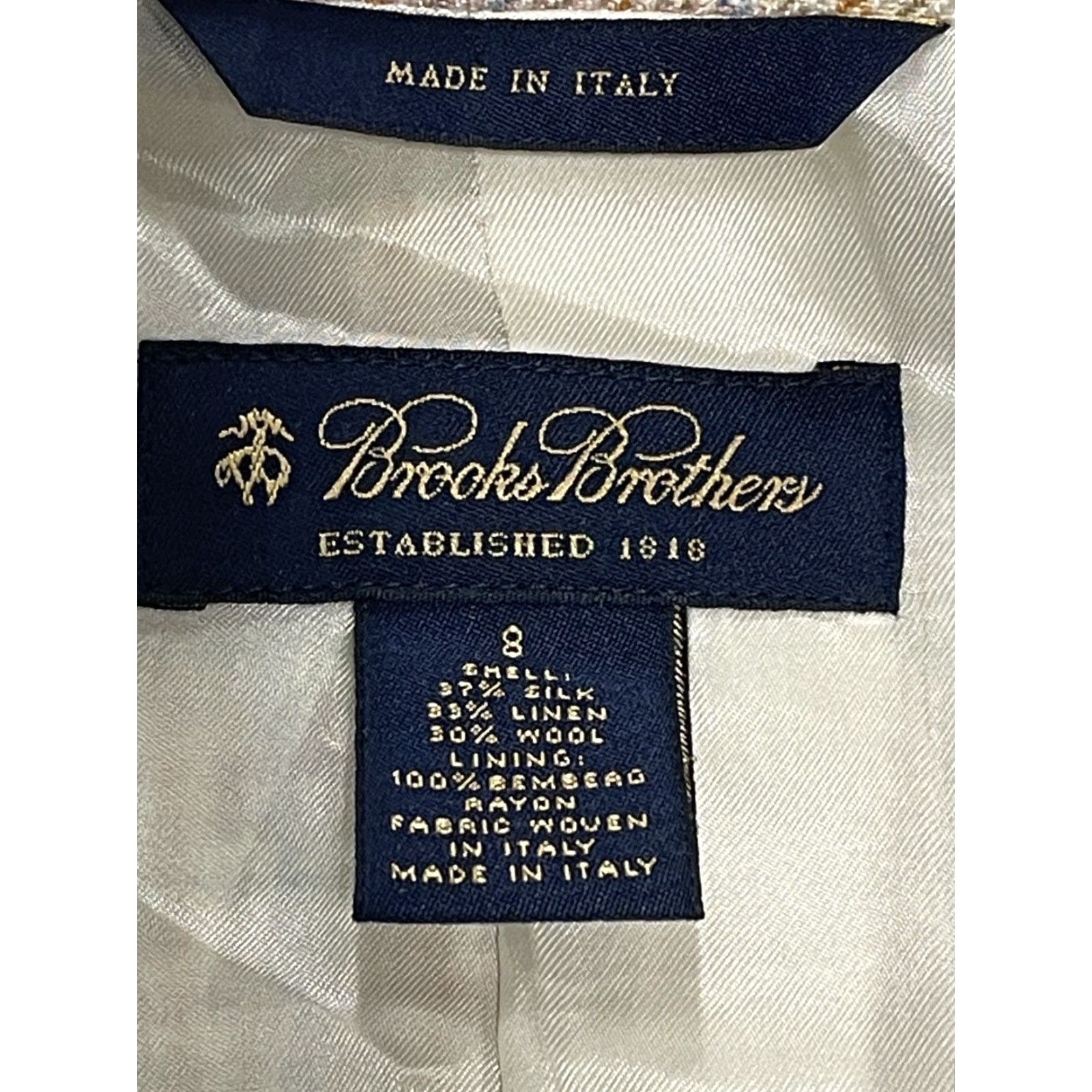 Brooks Brothers Brooks Brothers Blazer Jacket Silk Linen Wool Italy Size 8 EUC Size M / US 6-8 / IT 42-44 - 3 Thumbnail