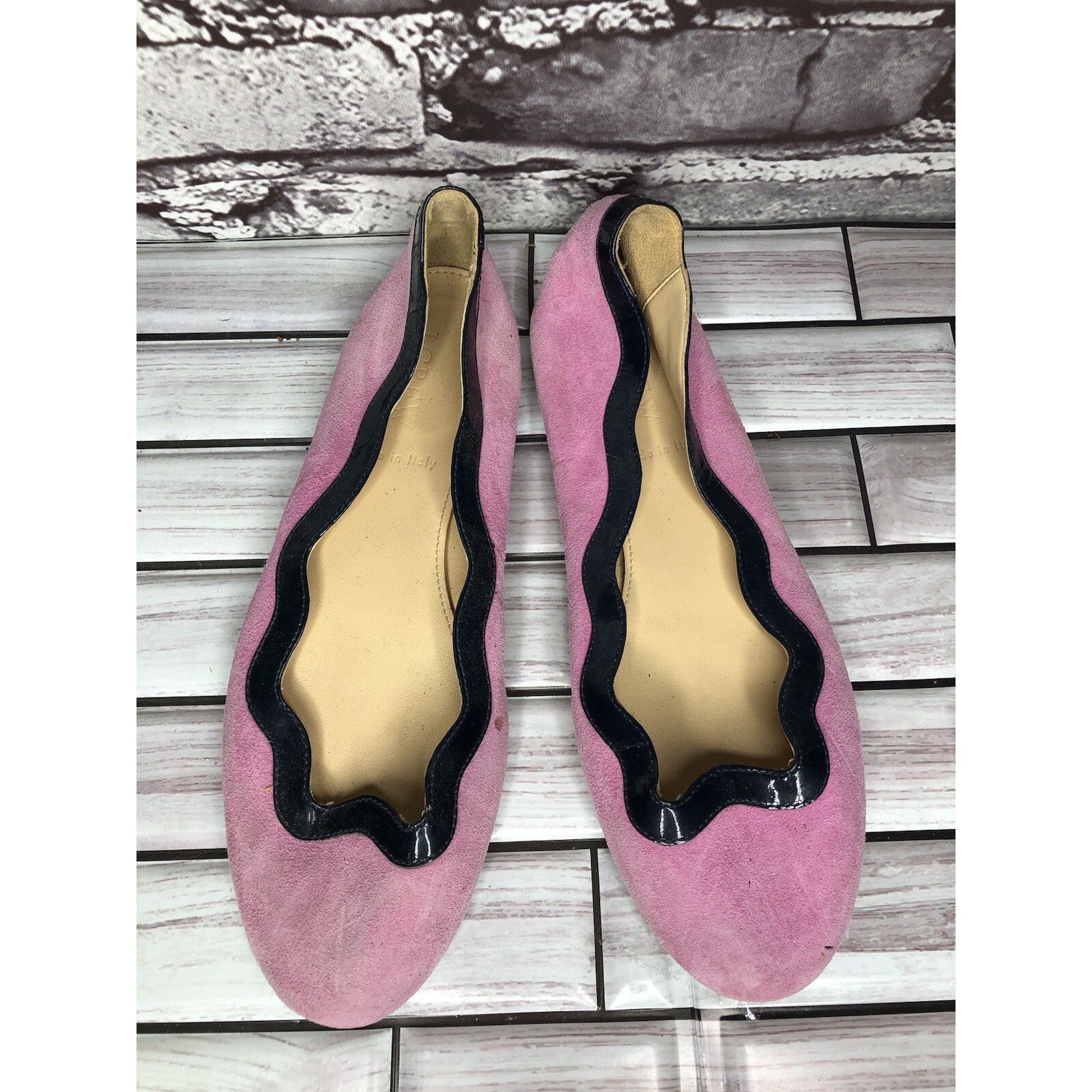 J.Crew J.CREW Pink Suede Leather Blue Scalloped Ballet Flats Shoes Size US 5 / IT 35 - 11 Thumbnail