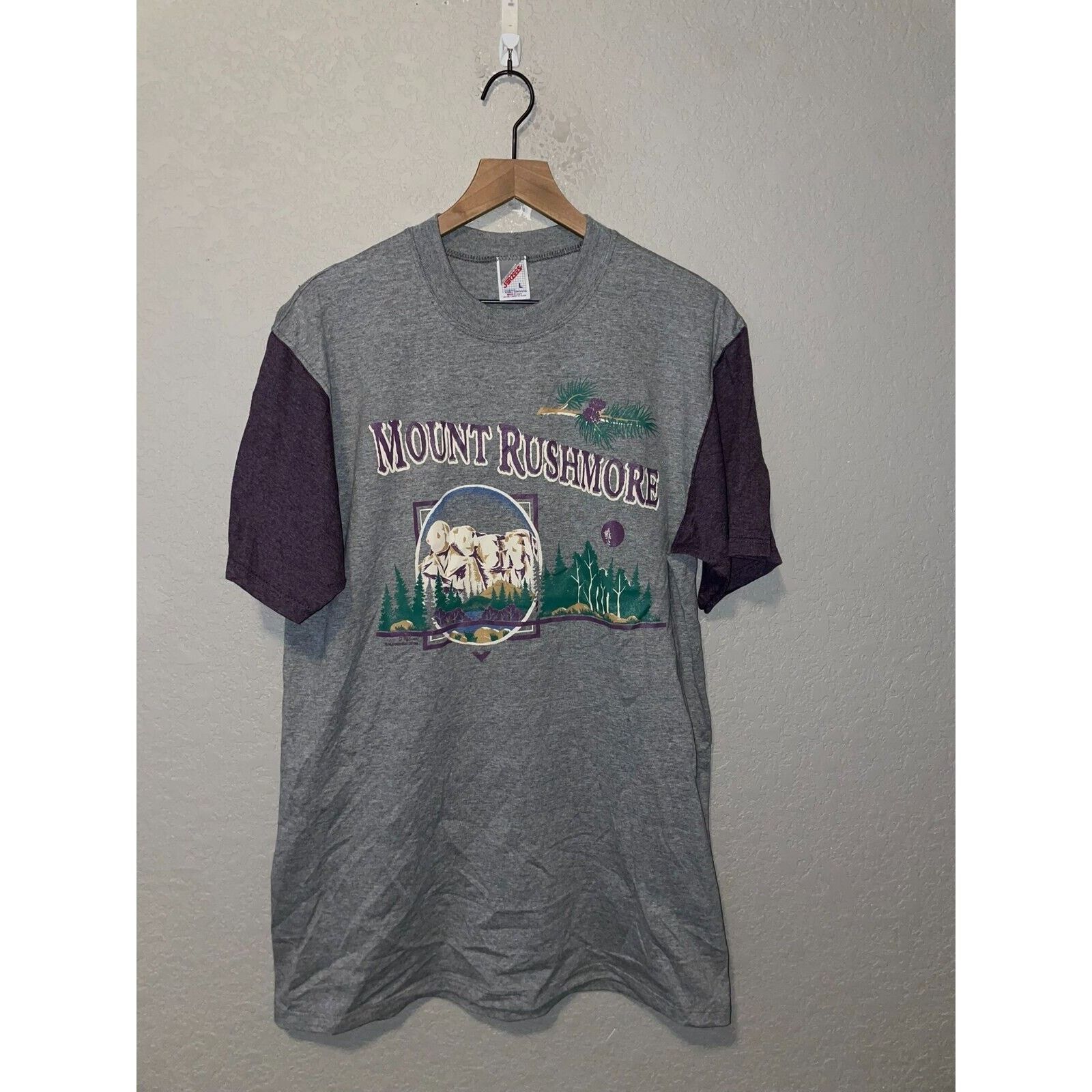 Jerzees Vintage South Dakota Shirt Mount Rushmore Gray 90s Tee VTG L Size US L / EU 52-54 / 3 - 1 Thumbnail