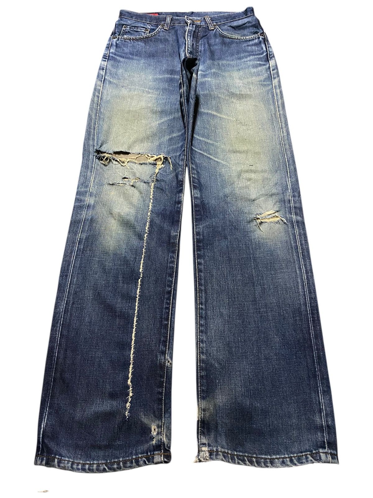 Edwin Vintage Japanese Edwin 503 Distressed Mud Wash Loose Jeans Size US 30 / EU 46 - 1 Thumbnail