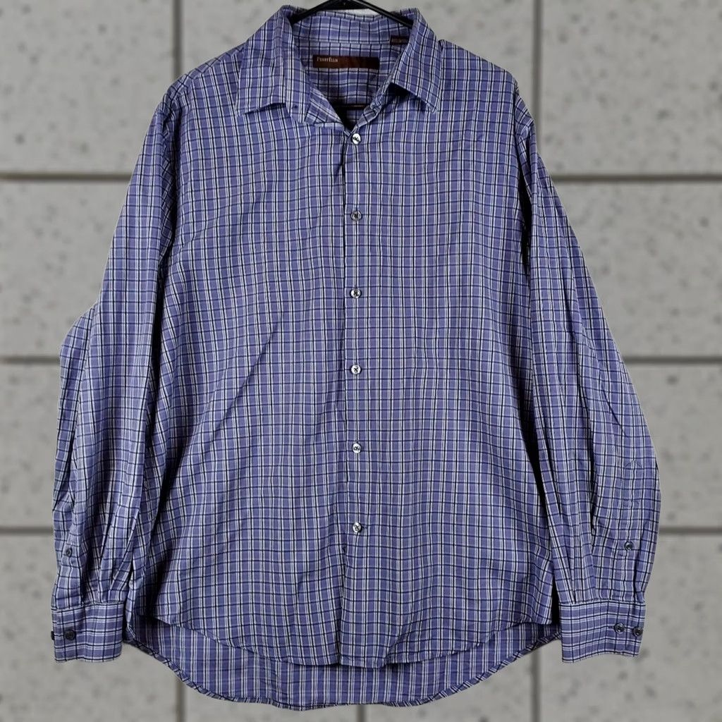 Perry Ellis Perry Ellis XL Men’s Plaid Button-Front Shirt Blue Long Sleeve Cotton Blend Casual Size US XL / EU 56 / 4 - 1 Thumbnail