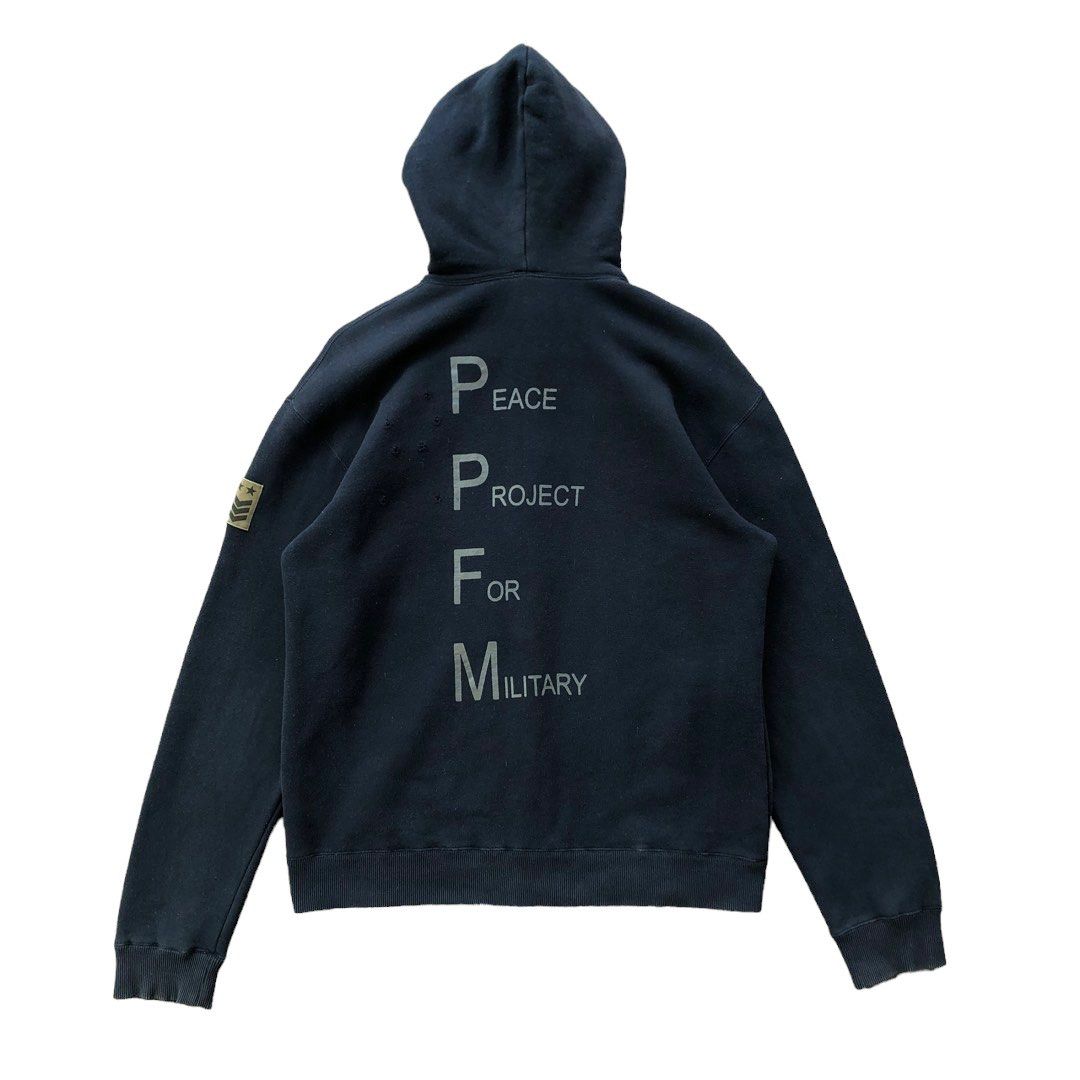 Pre-owned Ppfm X Vintage Ppfm Military Hoodies In Faded Black
