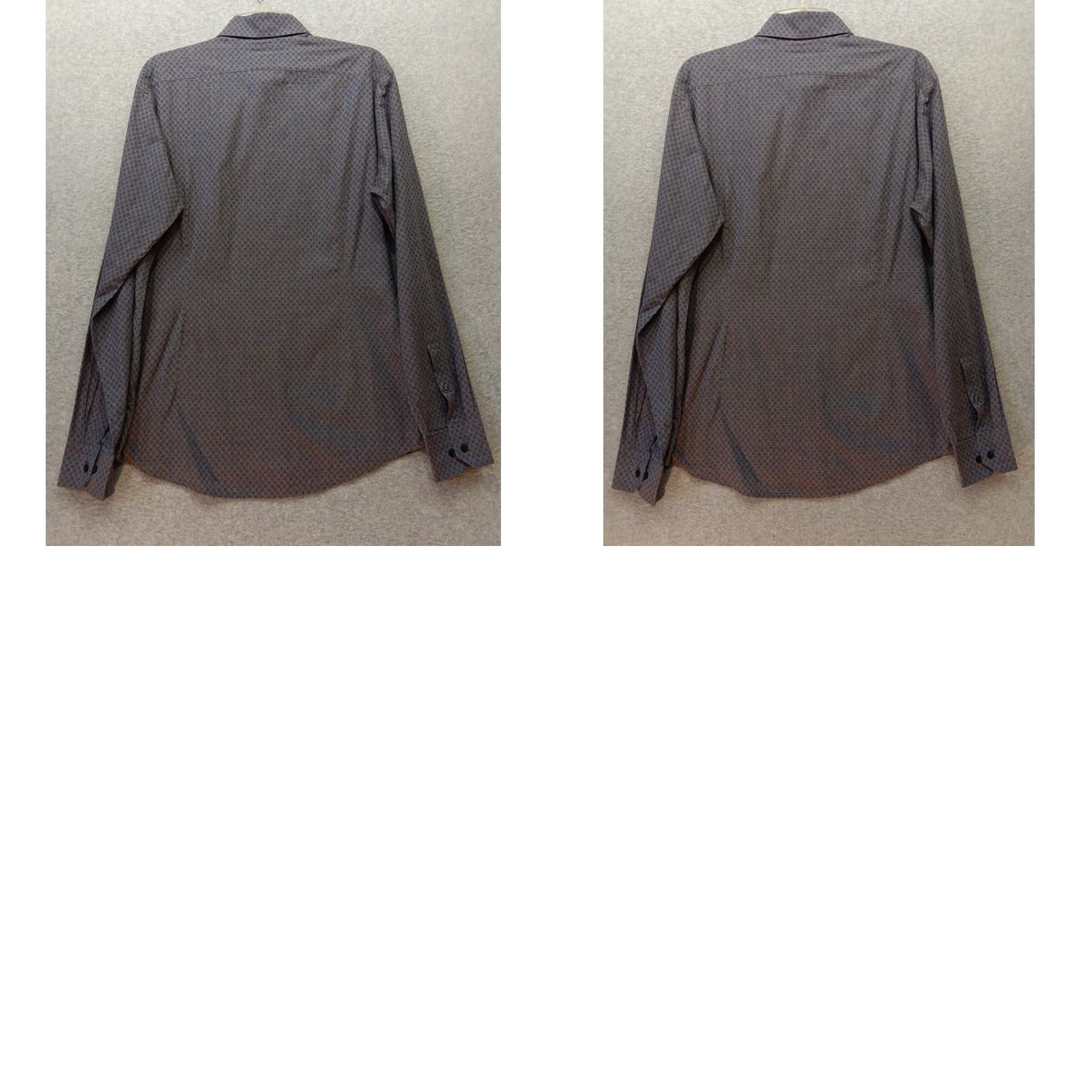 Eton Eton Shirt Mens 16/41 Slim Fit Dress 100% Cotton Blue-Gray Geometric Brown Dots Size 42R - 8 Thumbnail