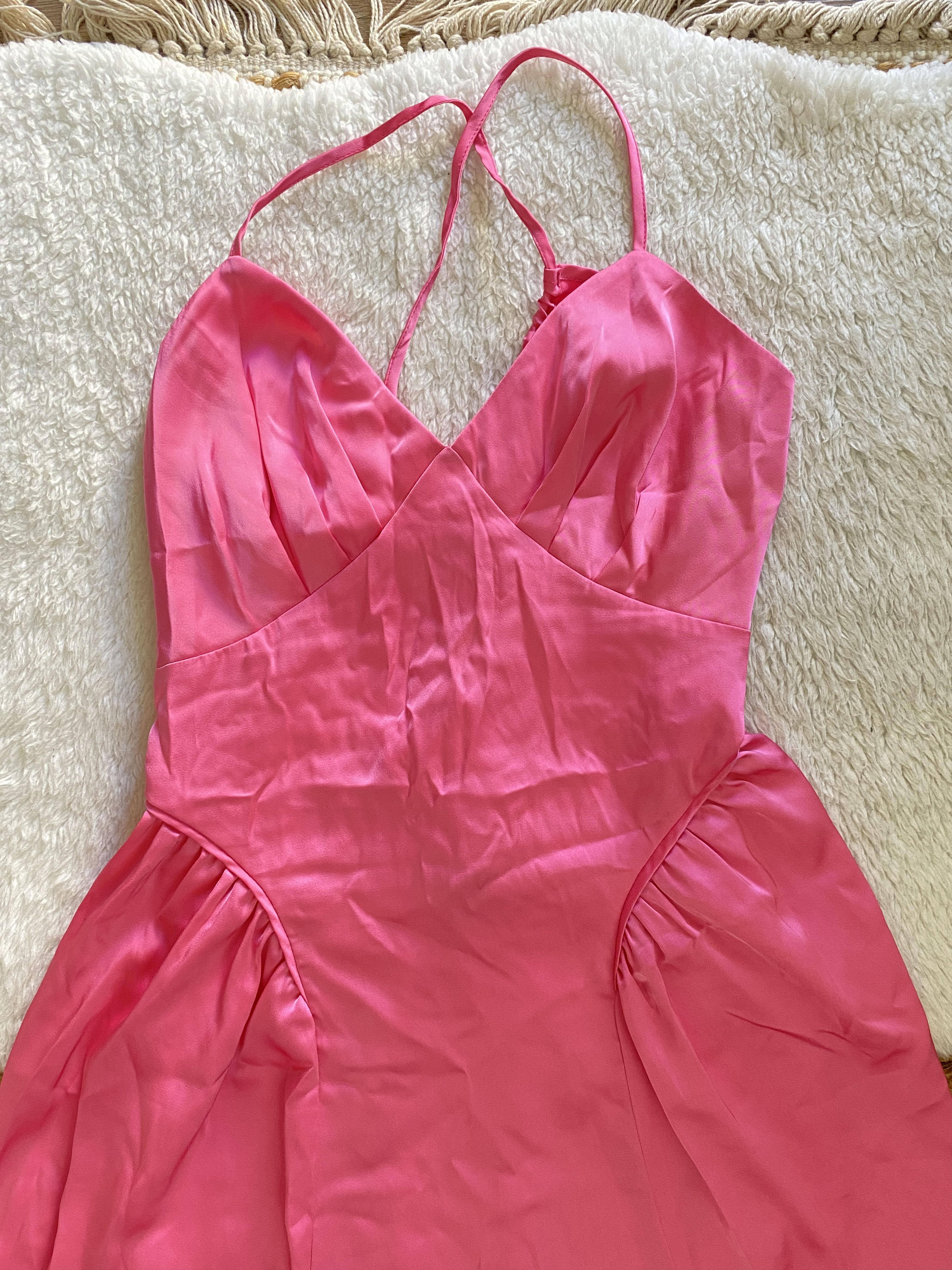 Forever 21 Forever 21 Fuchsia Pink Satin Lace-Up Maxi Dress Size S / US 4 / IT 40 - 9 Thumbnail