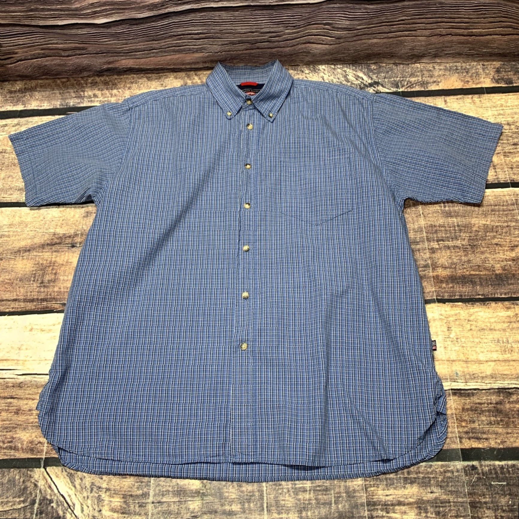 Wrangler Wrangler Short Sleeve Shirt Mens L Blue White Plaid Button Up Western Size US XL / EU 56 / 4 - 2 Thumbnail