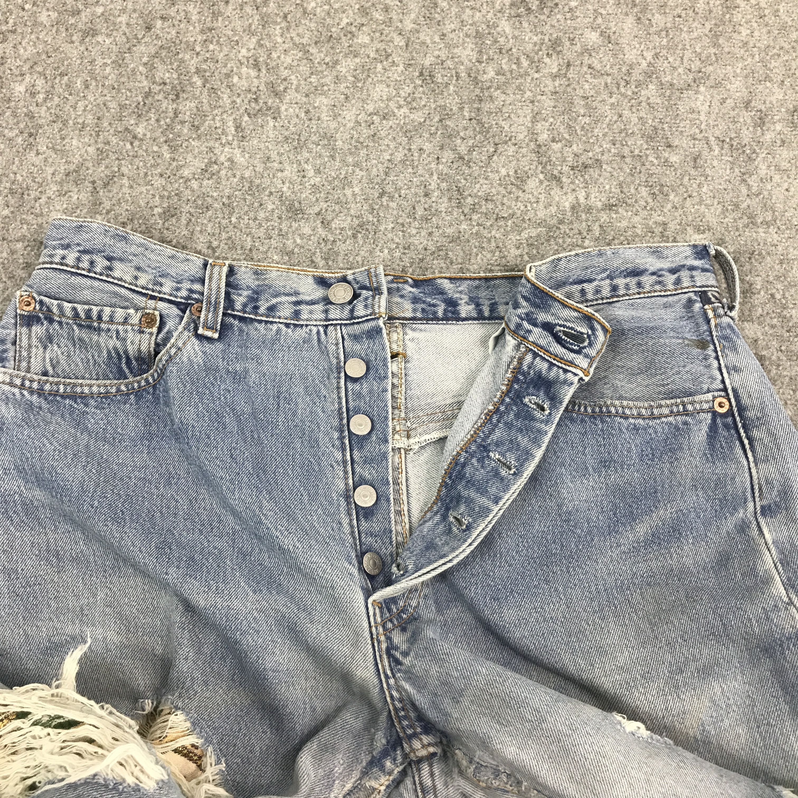 Levi's Vintage Clothing × Vintage Vtg Levi's 501 distressed patchwork denim jeans pants Size US 32 / EU 48 - 7 Thumbnail