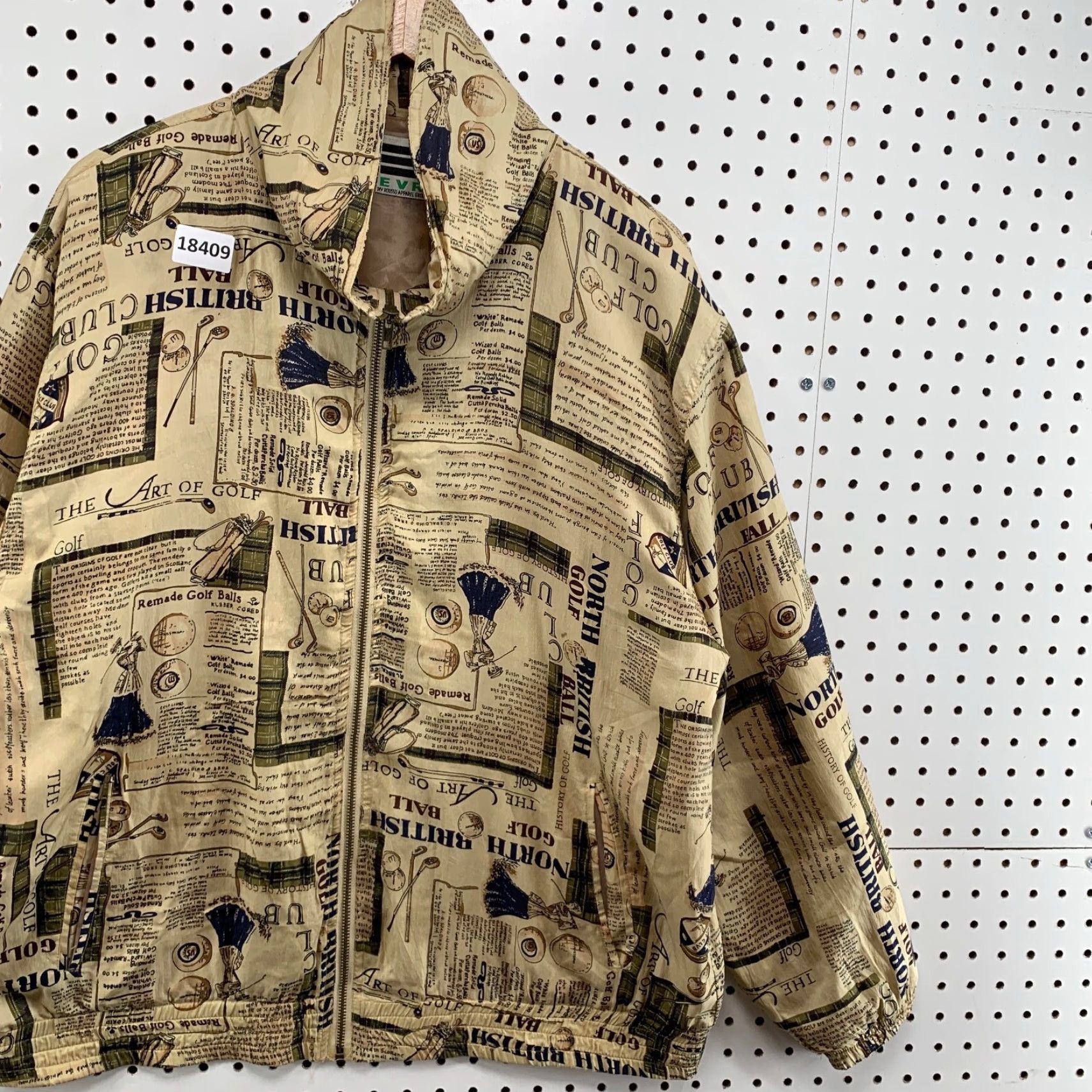 Vintage Vintage EVR 100% Silk Jacket Full Zip Golf AOP Graphic Large Brown 24X28 Mens Size US L / EU 52-54 / 3 - 6 Thumbnail