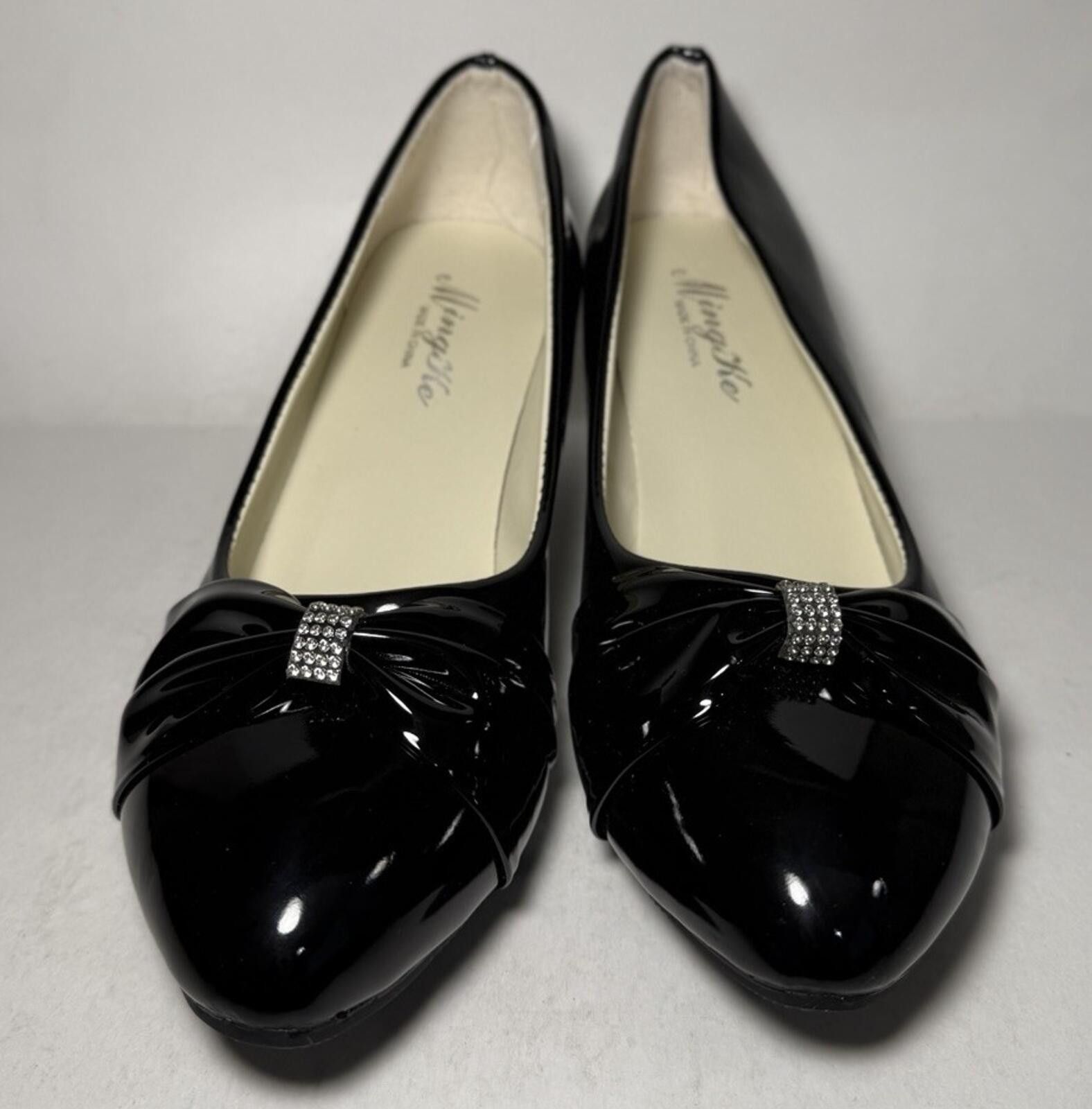 Other MING KE Slip-On 2 inch Heels Almond Toe Pump Bow Black Size US 8.5 / IT 38.5 - 1 Thumbnail