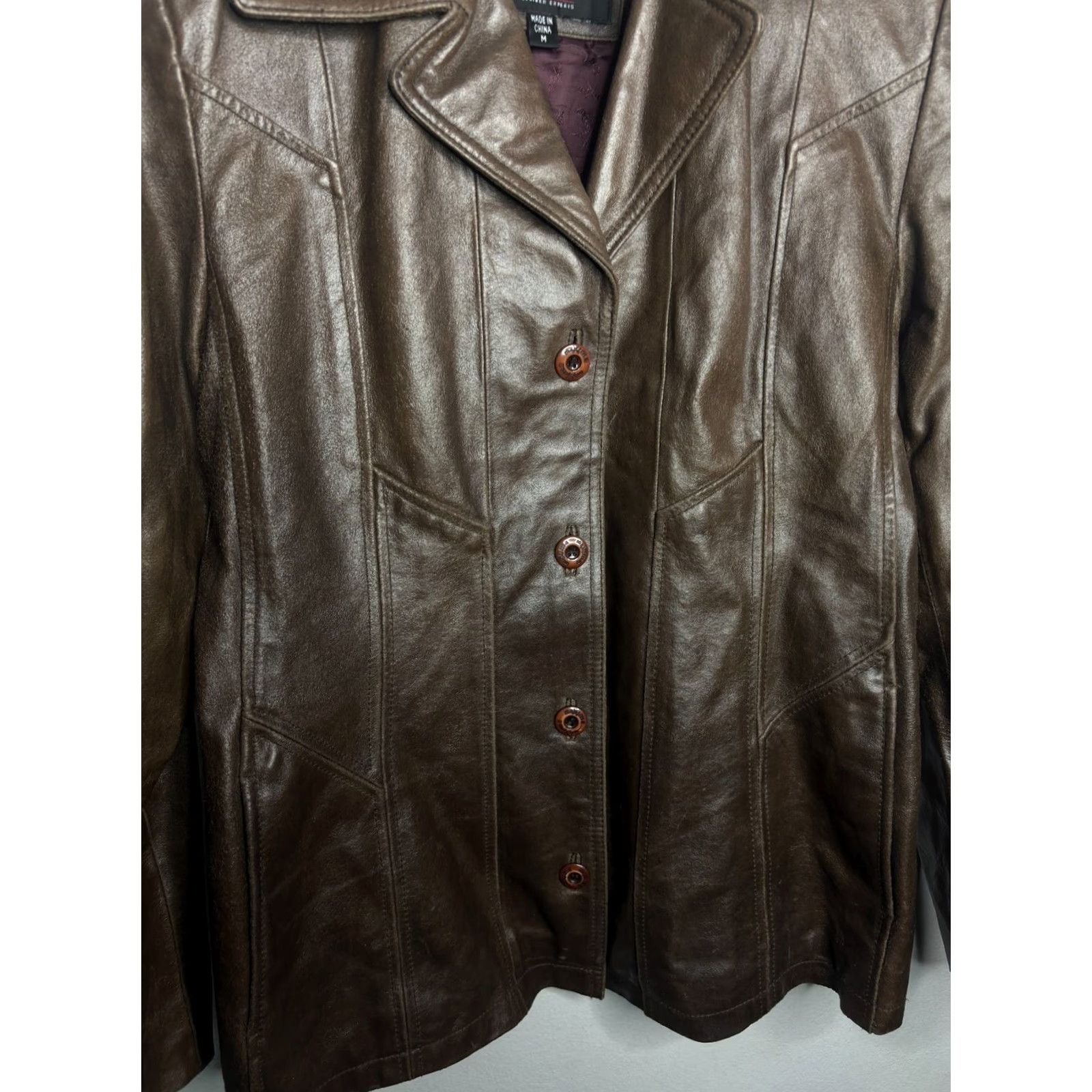 Vintage Wilsons Leather Jacket Brown Womens Size M Grunge Lined Button Vintage 4783 Jacket Size M / US 6-8 / IT 42-44 - 4 Thumbnail