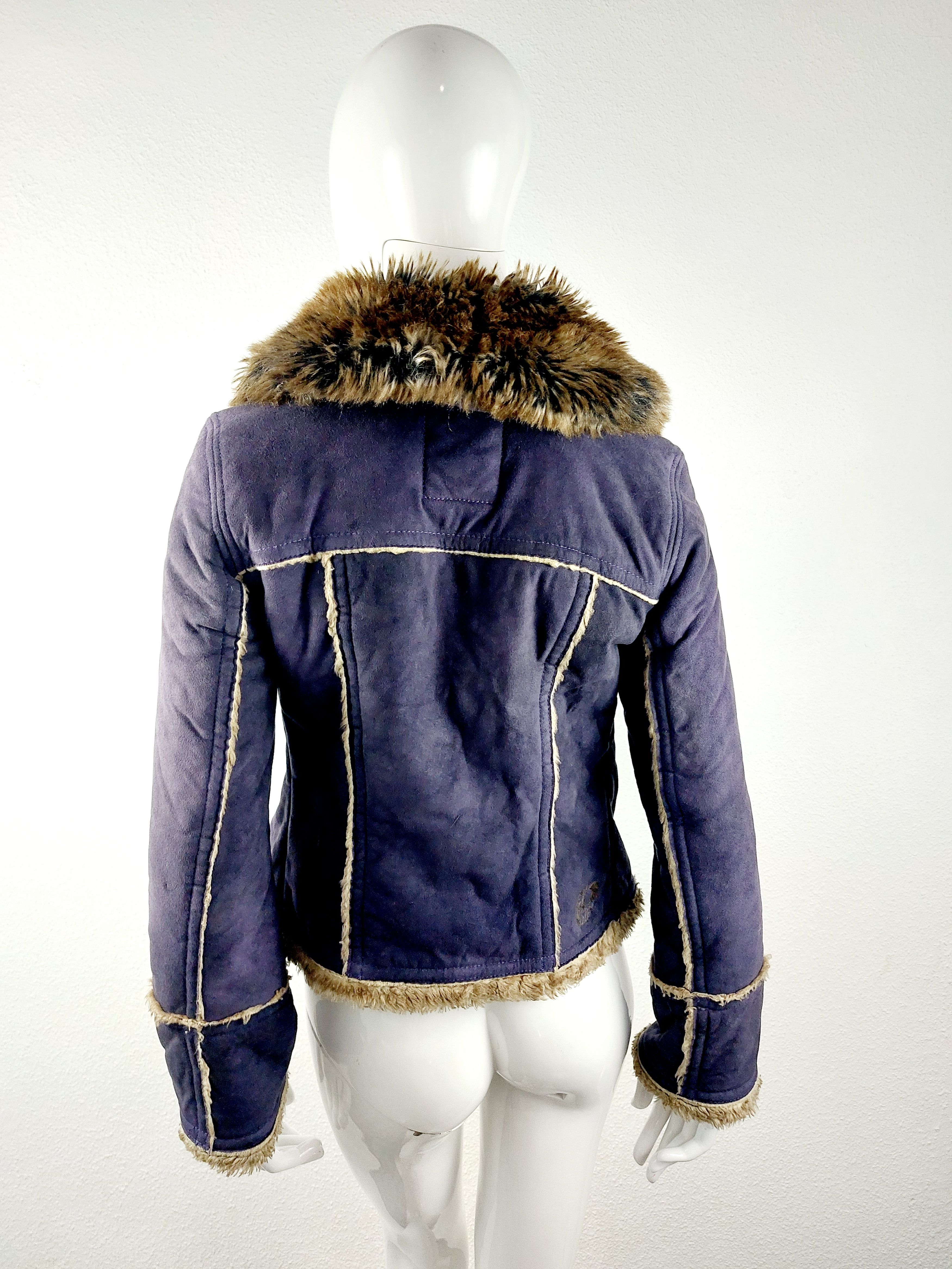 Miss Sixty Miss Sixty Faux Fur Suede Blue Navy Cropped Jacket Coat Size S / US 4 / IT 40 - 9 Thumbnail