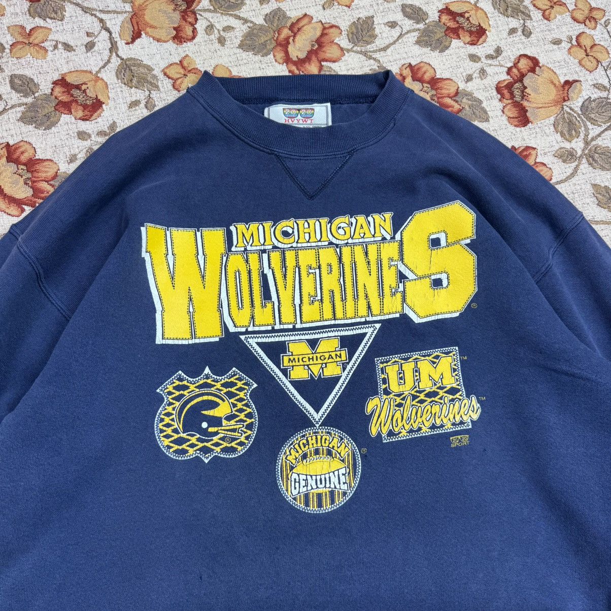 Vintage Vintage Michigan Wolverines 90s Crewneck Washed Distressed Size US L / EU 52-54 / 3 - 4 Thumbnail