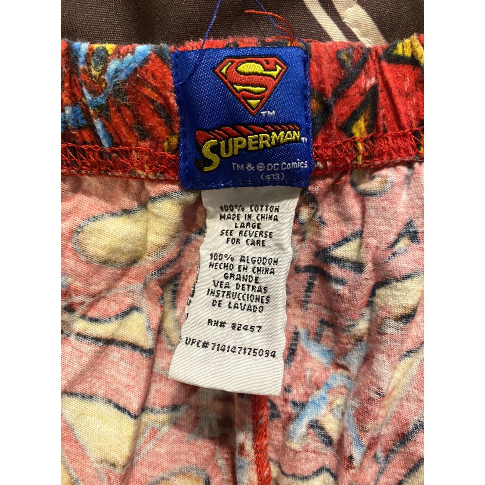 DC Comics VINTAGE Superman Logo All Over Pajama Pants DC Comics Men’s Size Large Red L Pajama Pants Size US 33 - 4 Thumbnail