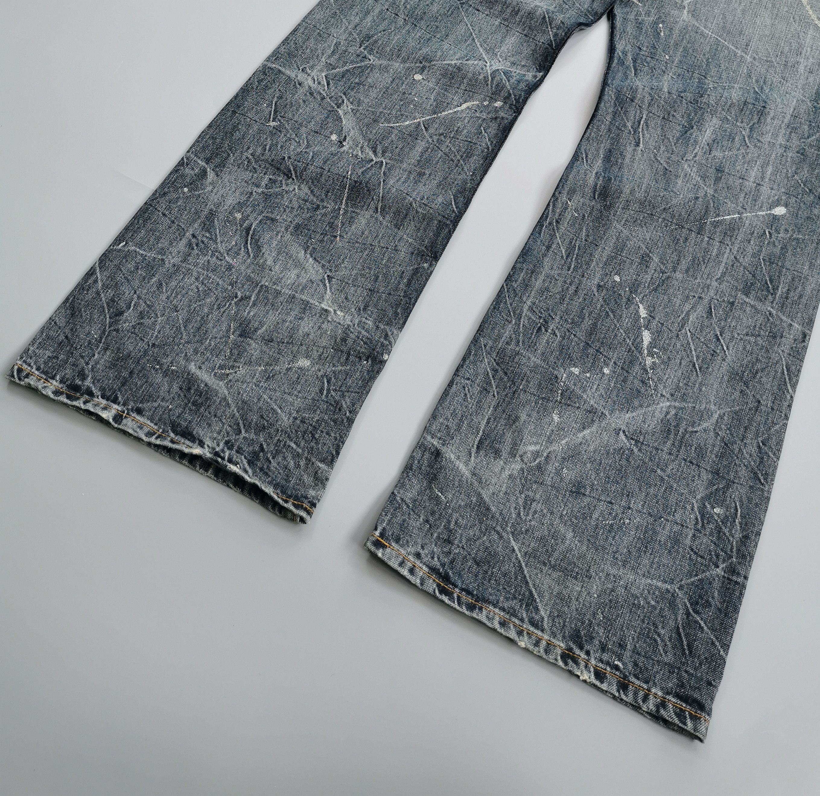 Le Grande Bleu (L.G.B.) Avant Garde Flared Thrashed Ripped Paint Splatter Denim Size US 36 / EU 52 - 8 Thumbnail