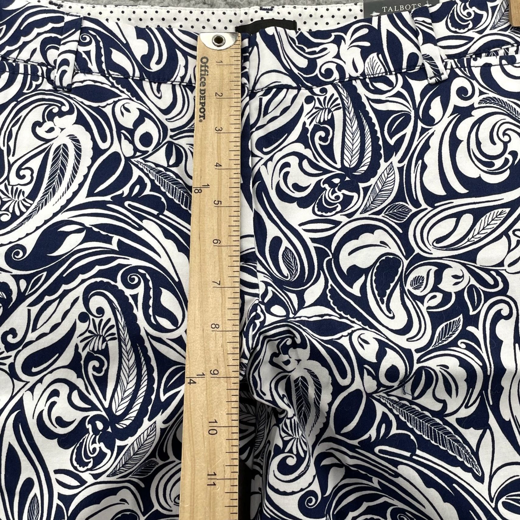 Talbots Talbots Perfect Crop Pants Women's 10P Paisley Navy Blue Slim Cropped Pant Petite 10P Size 32" / US 10 / IT 46 - 6 Thumbnail
