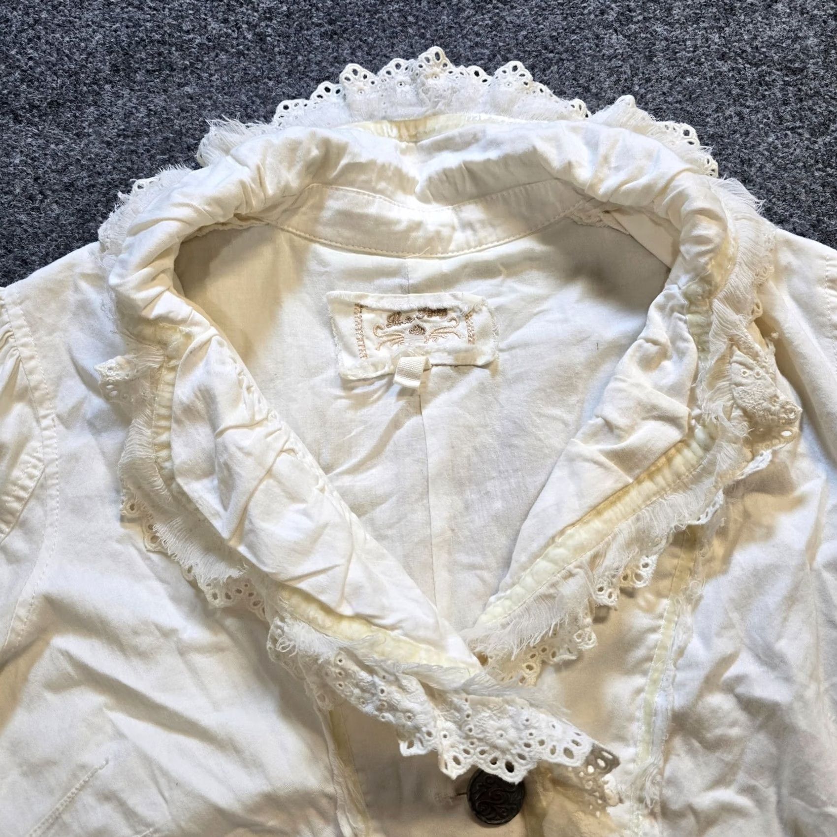 Vintage Love Polly Jacket Womens XL White Ruffled Cottage Core Embroidered Whimsy Casual Size XL / US 12-14 / IT 48-50 - 2 Thumbnail