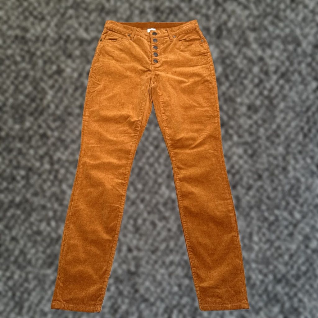 Vintage Cabi Corduroy Pants Womens 6 Brown Mid Rise Stretch Skinny - Slim Fit Size 28" / US 6 / IT 42 - 1 Thumbnail