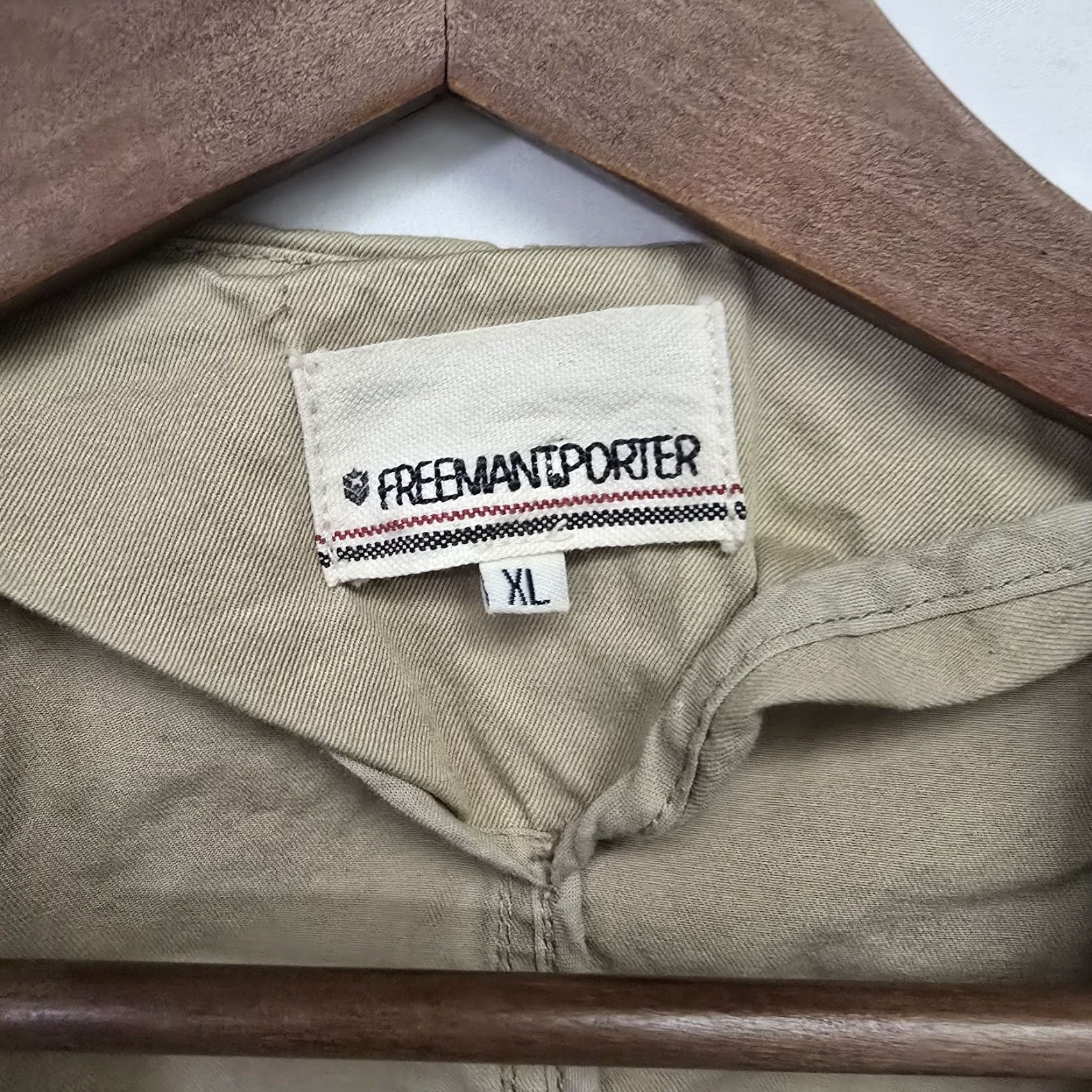 Vintage Freeman Porter Collective Khaki Cotton Military Jacket Women's XL Tan Button Regular Jacket Military Blazer 80s/90s Style Size XL / US 12-14 / IT 48-50 - 6 Thumbnail