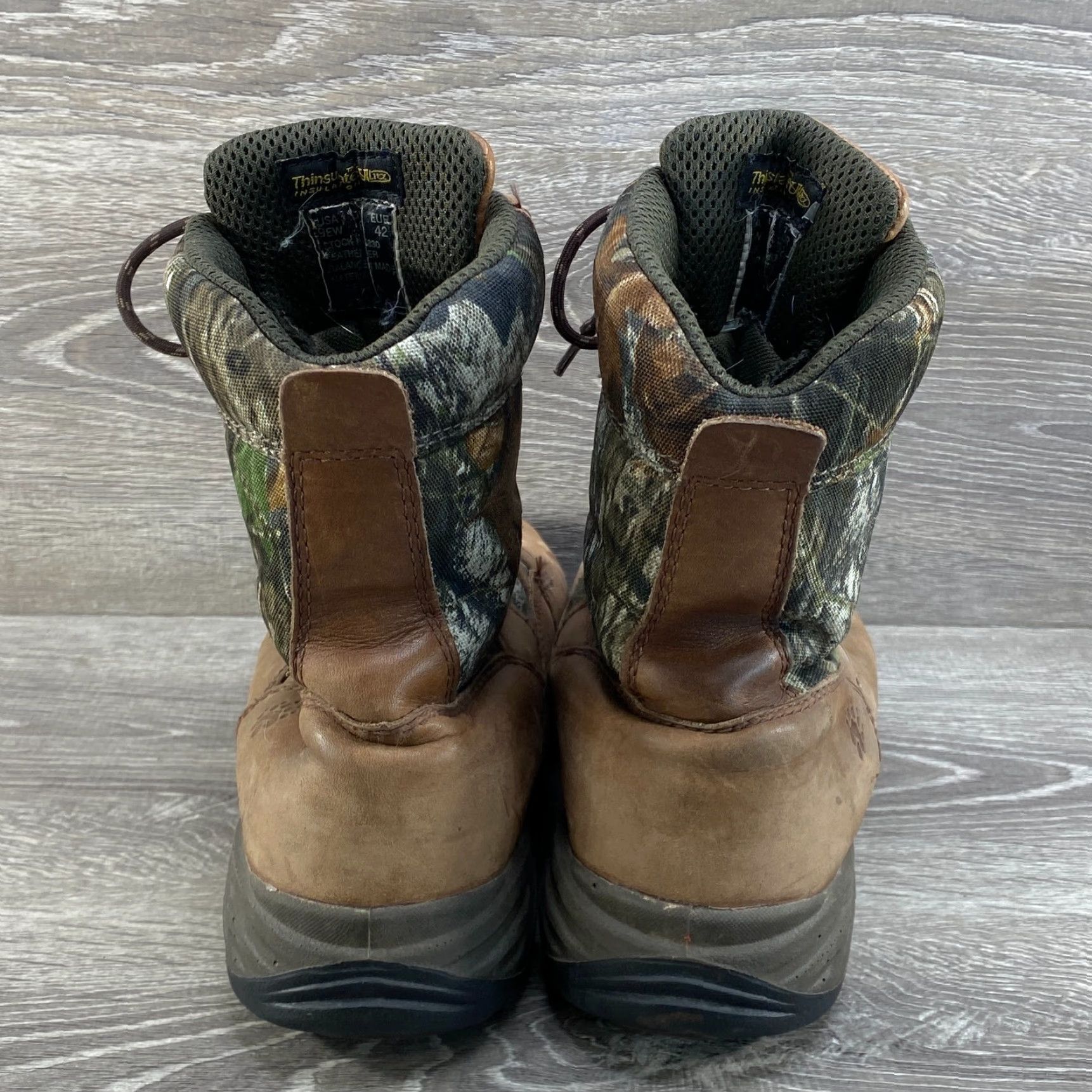Vibram Wolverine Mens 9EW Brown Leather Camo Insulated Waterproof Boots Vibram Hunting Winter Hiking Size US 8 / EU 41 - 7 Thumbnail
