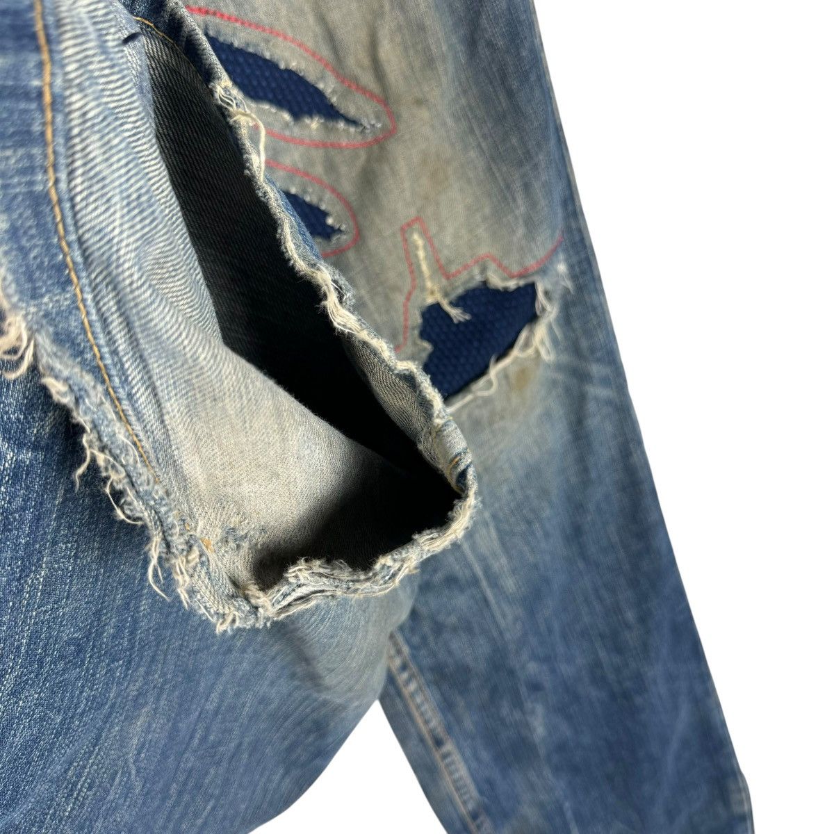 Indigo ⚡️RED PEPPER GOLD PATCHWORK DENIM JEANS PANTS Size US 36 / EU 52 - 7 Thumbnail