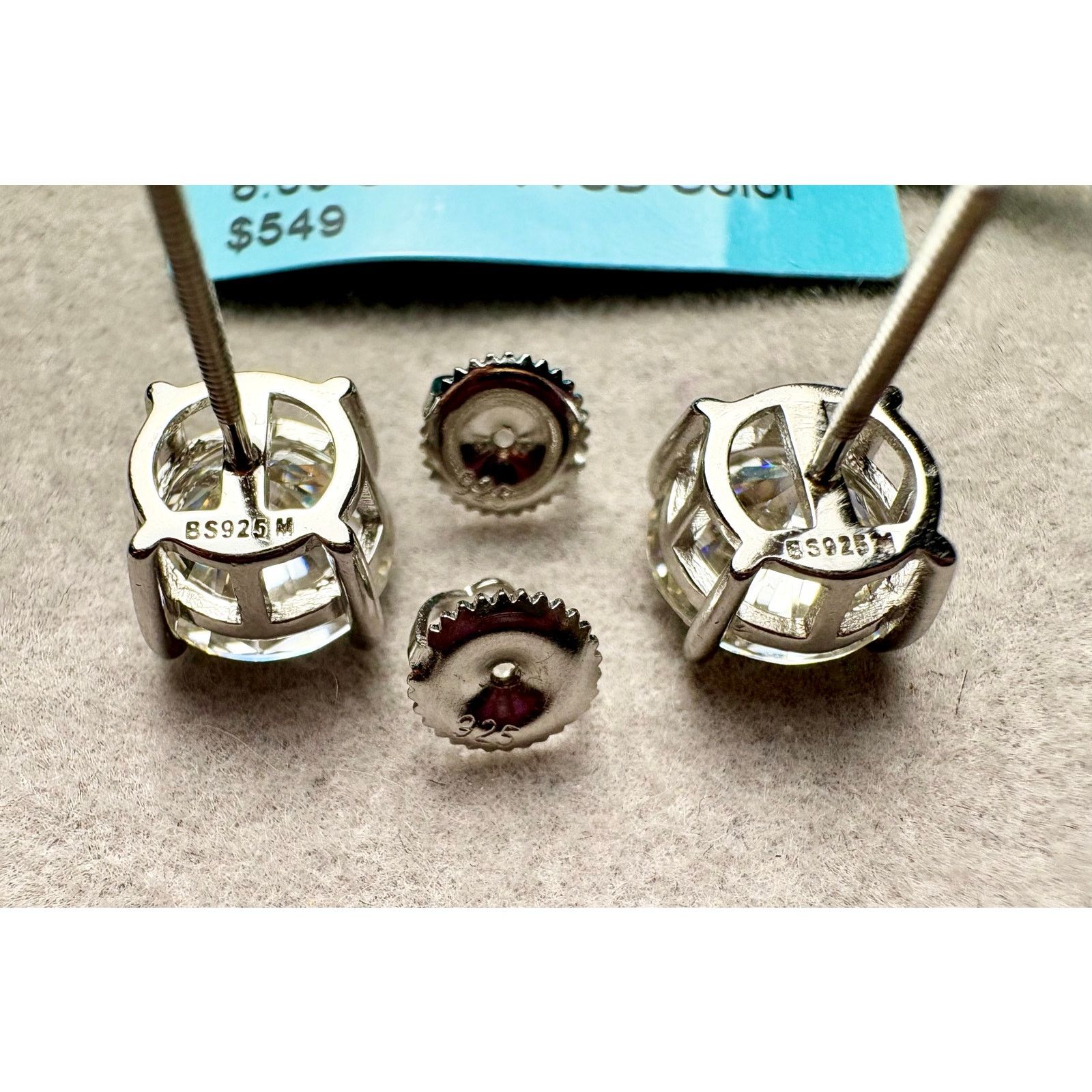 Jewelry Stunning 6CTW Moissanite Screw-back Earrings - D VVS1 Silver Size ONE SIZE - 3 Thumbnail