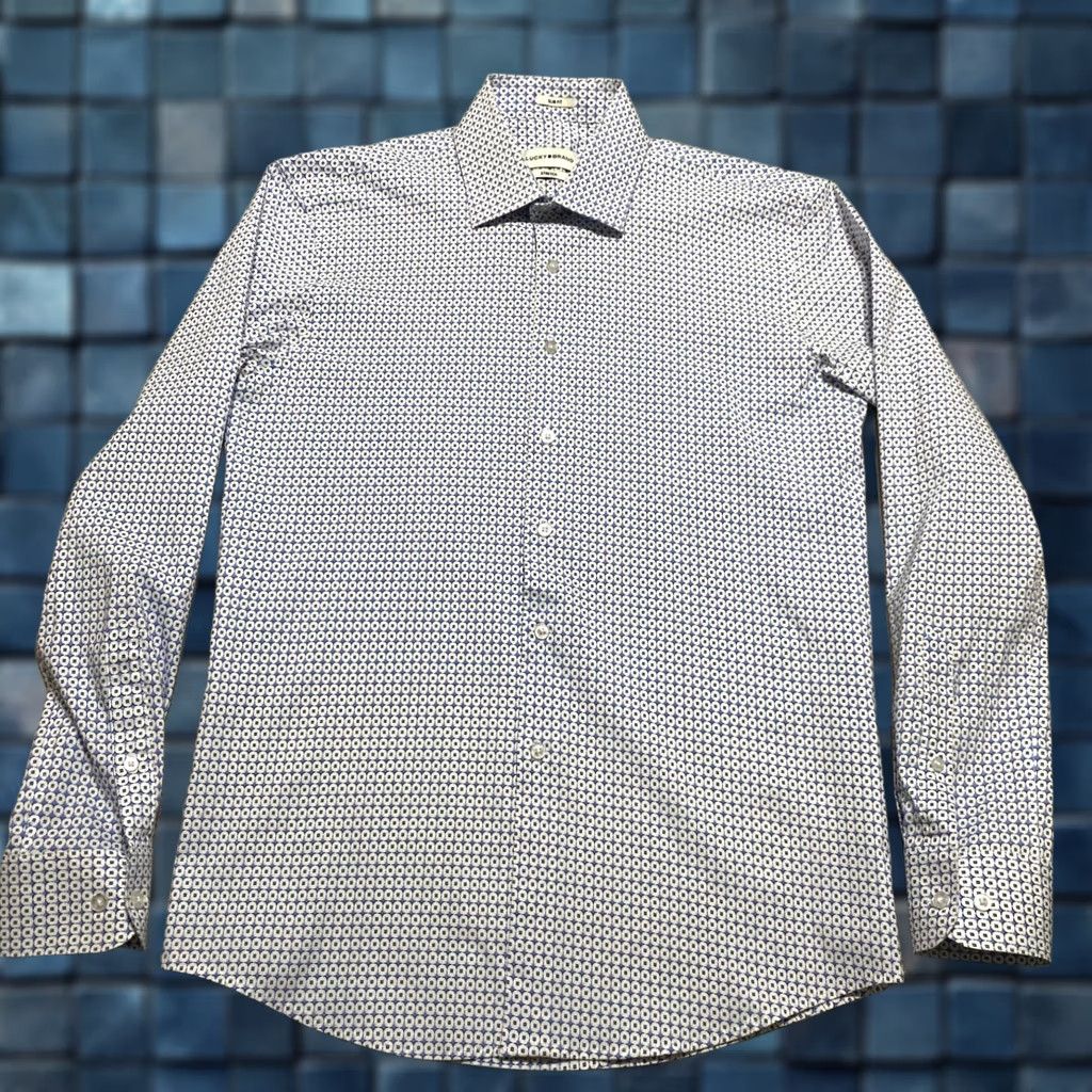 Lucky Brand Lucky Brand Mens Shirt Blue Geometric Long Sleeve Button Front Slim Fit M Size US M / EU 48-50 / 2 - 1 Thumbnail