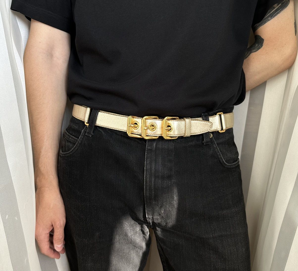 Vintage MIU MIU Triple Buckle Golden Belt Archive runway rap prada ...