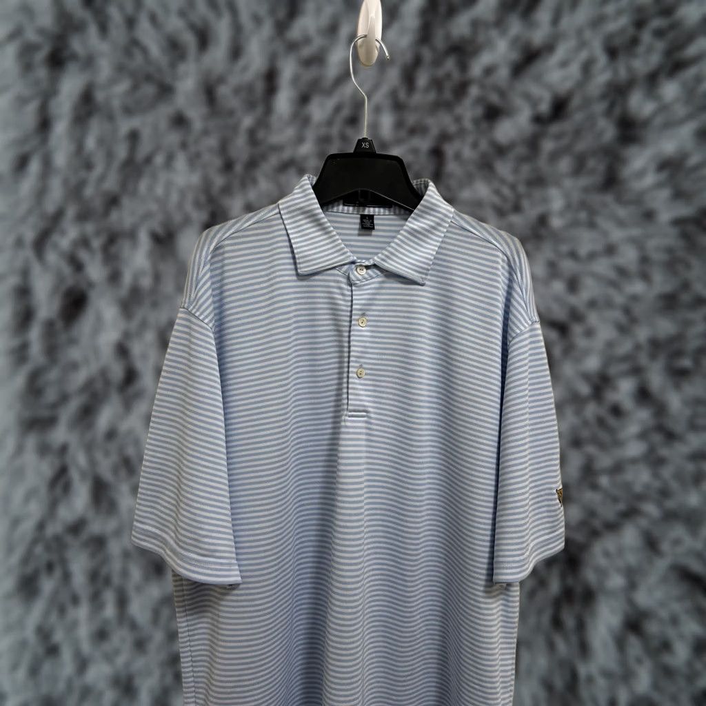 Peter Millar VINTAGE Peter Millar Summer Comfort Polo Shirt Mens L Blue White Striped S/S Polo Shirt Size US L / EU 52-54 / 3 - 1 Thumbnail