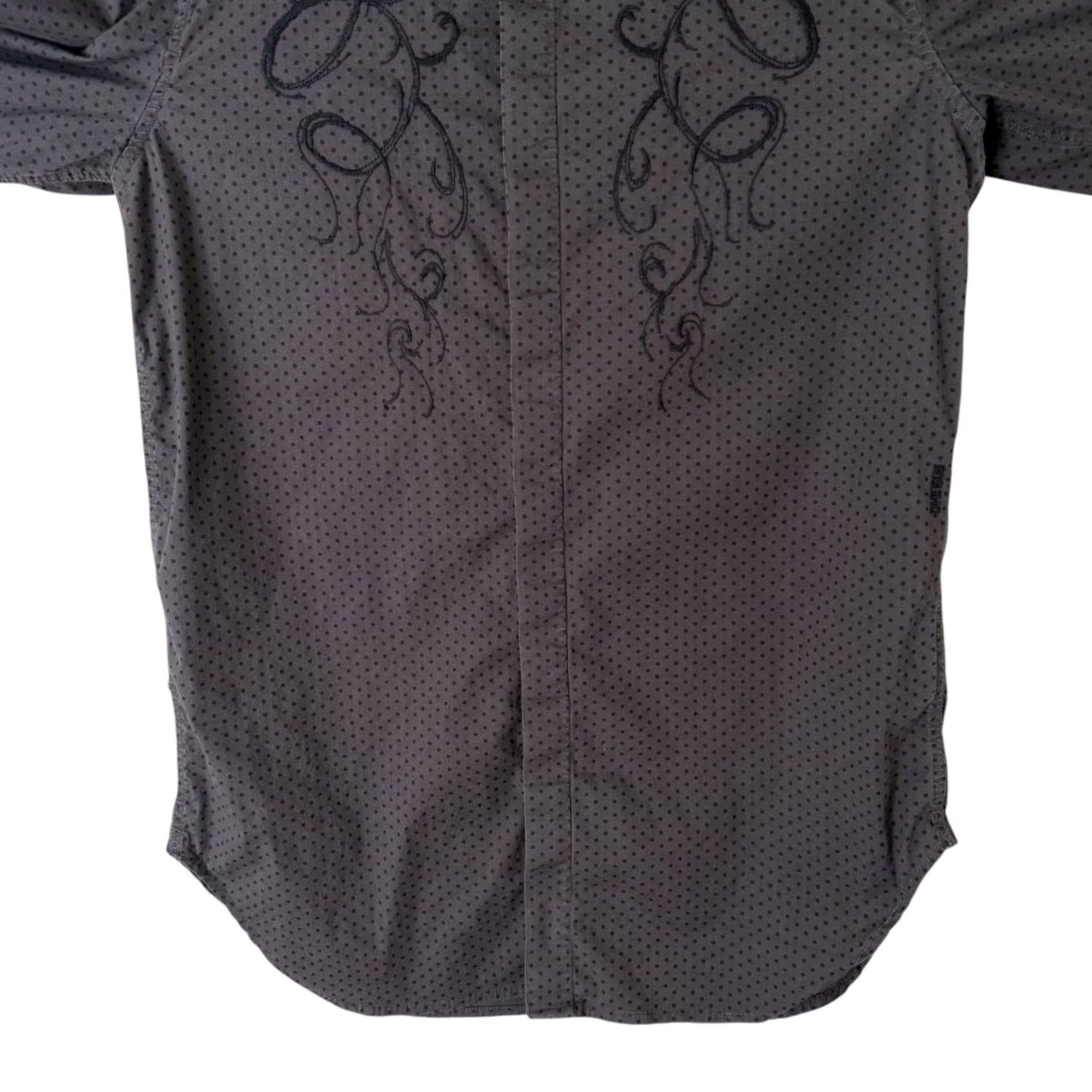 Diesel VINTAGE Diesel Embroidered Button-Up Shirt Gray Mens M Rocker Grunge Biker Punk Shirt Size US M / EU 48-50 / 2 - 6 Thumbnail