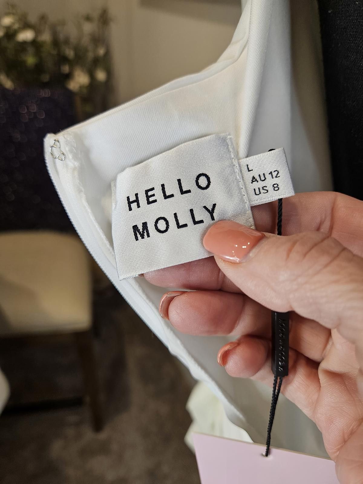 Designer Nwt Hello Molly Keeping Secrets From Me Dress in White H128 Size L / US 10 / IT 46 - 7 Thumbnail
