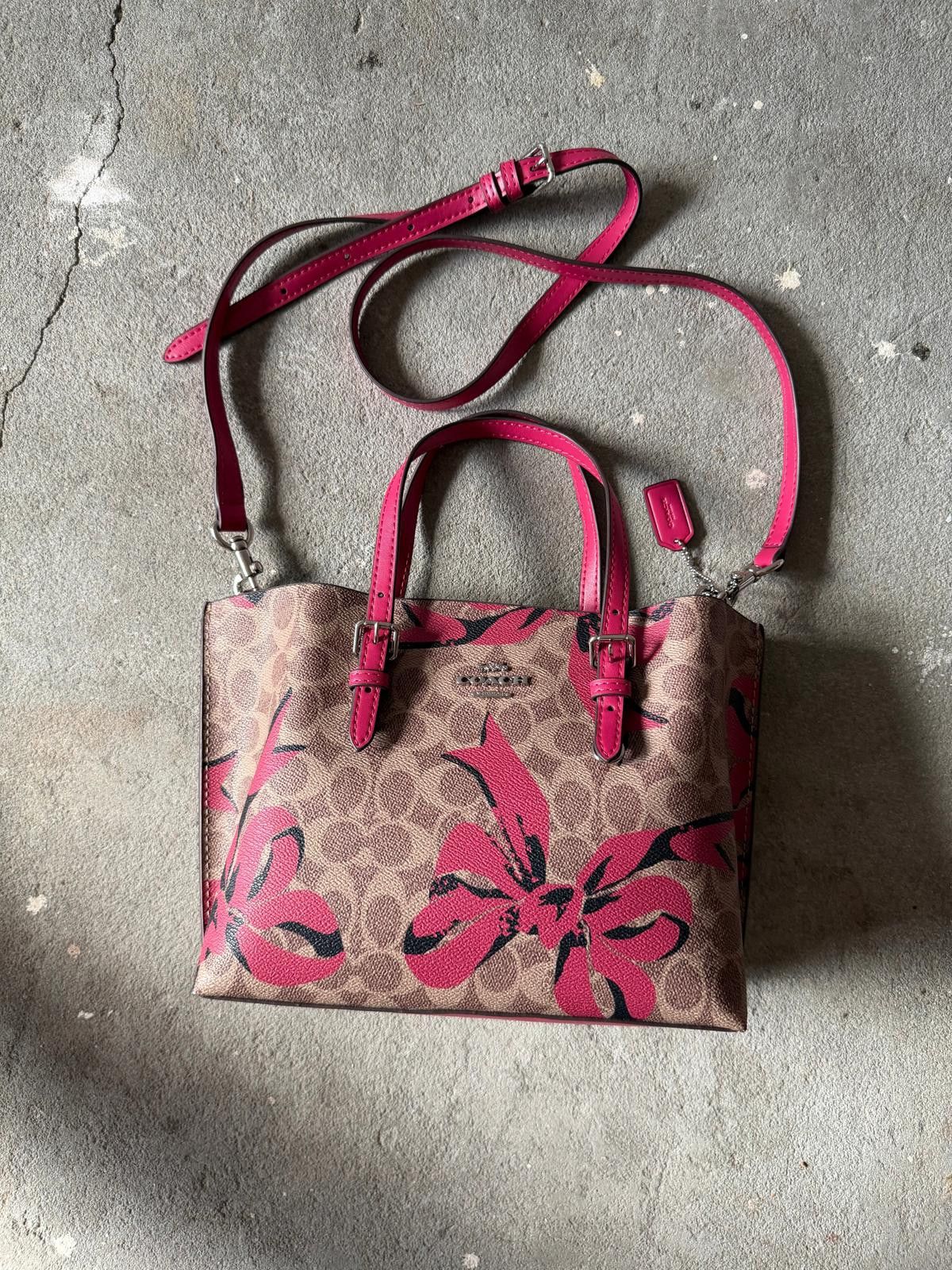 Coach Coach 2Way Signature Mollie 25 Ribbon Tote Bag Beige/Pink Size ONE SIZE - 1 Thumbnail