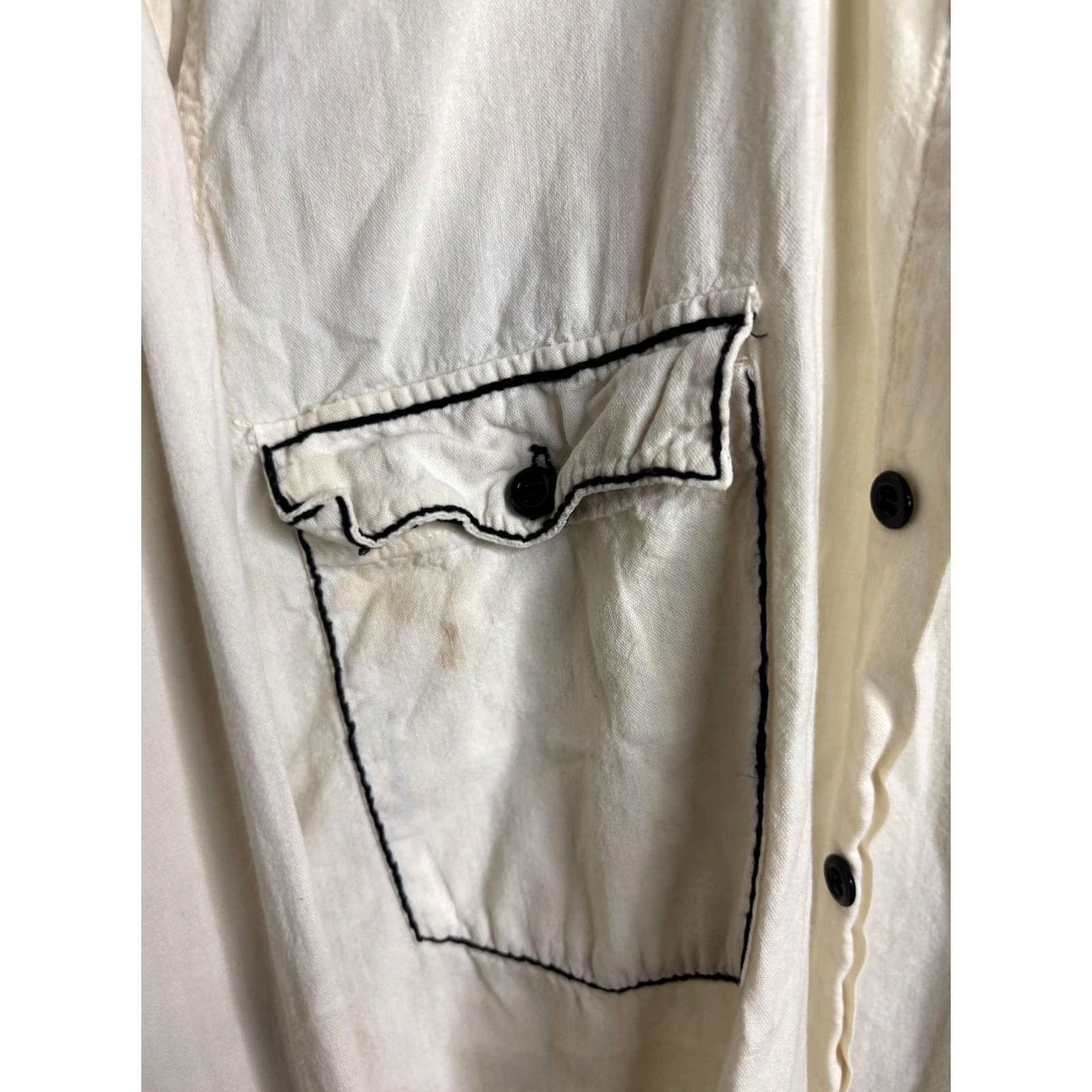 Levi's Levi's Shirt Mens XL Cream Embroidered Southwestern Button Down Long Sleeve Zia Body: Embroidered Zia Sun, Pockets, Contrast Stitching Size US XL / EU 56 / 4 - 3 Thumbnail
