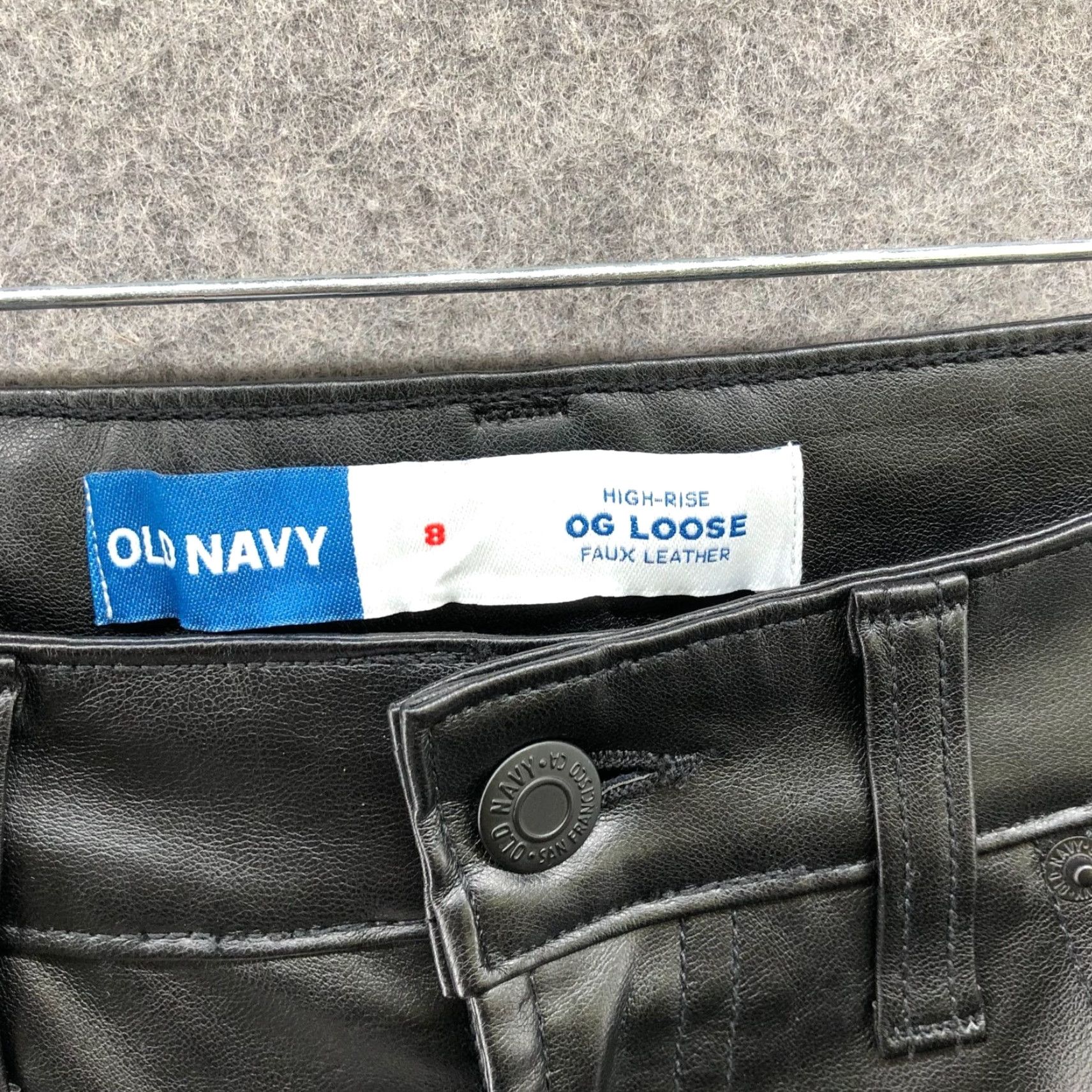 Old Navy Old Navy High Rise OG Loose Faux Leather Pants Womens 8 Black Relaxed Wide Leg Size 30" / US 8 / IT 44 - 6 Thumbnail