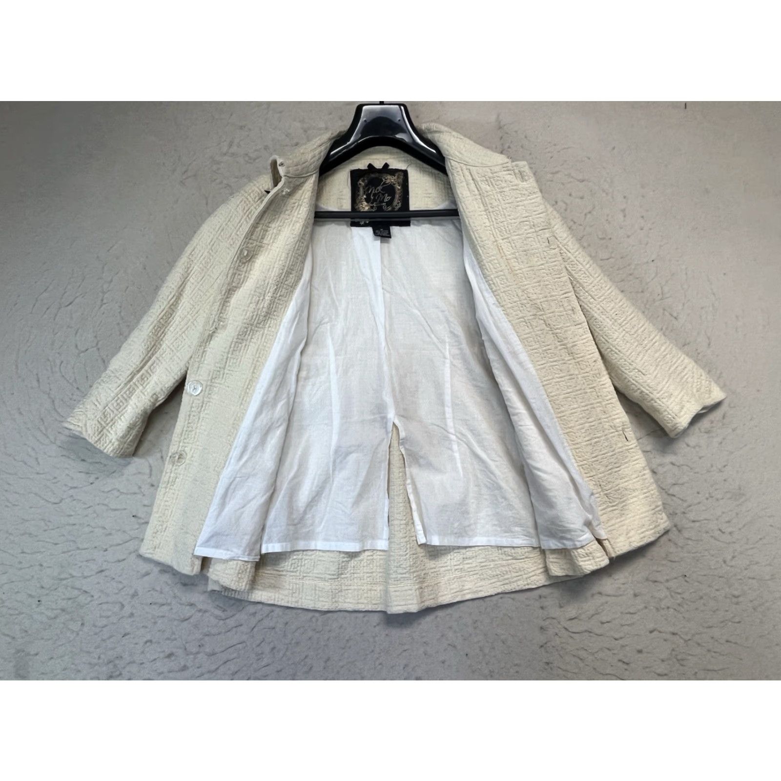 Vintage Nick and Mo Boutique Cotton Womens Beige Coat Lined Size Medium Missing Button Size M / US 6-8 / IT 42-44 - 6 Thumbnail