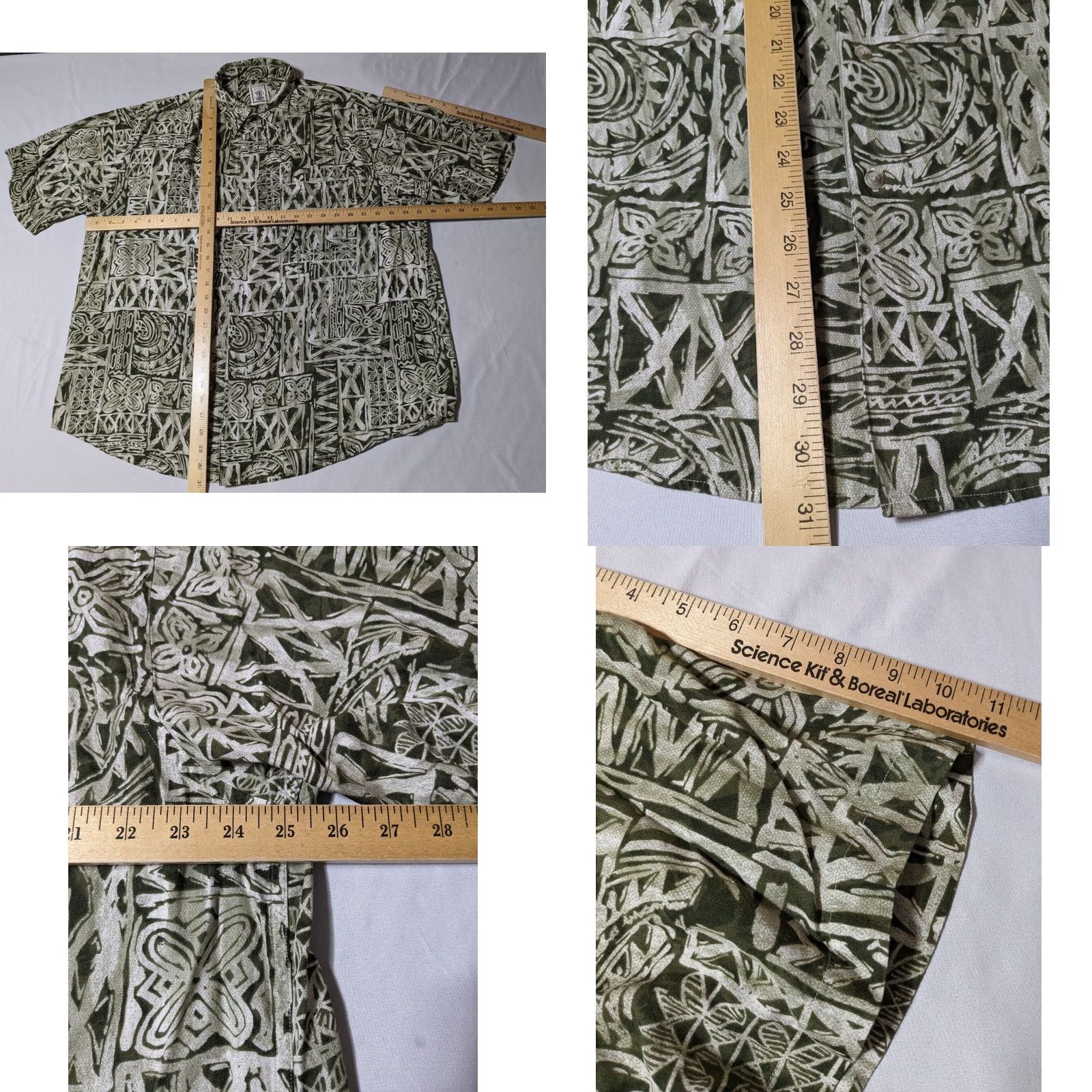 Roundtree & Yorke ROUNDTREE & YORKe Men XL Green 100% Rayon Abstract Short Sleeve Button-Up Shirt Size US XL / EU 56 / 4 - 8 Thumbnail