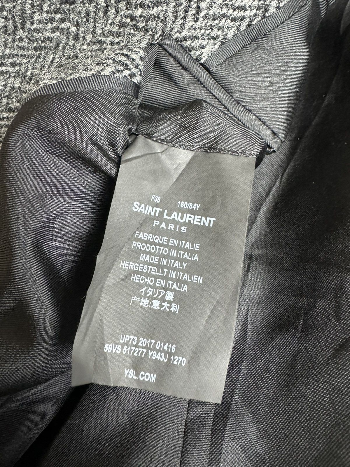 Hedi Slimane × Saint Laurent Paris Saint Laurent Wool Tweed Herringbone 1B Tailored Jacket Size 36R - 9 Thumbnail