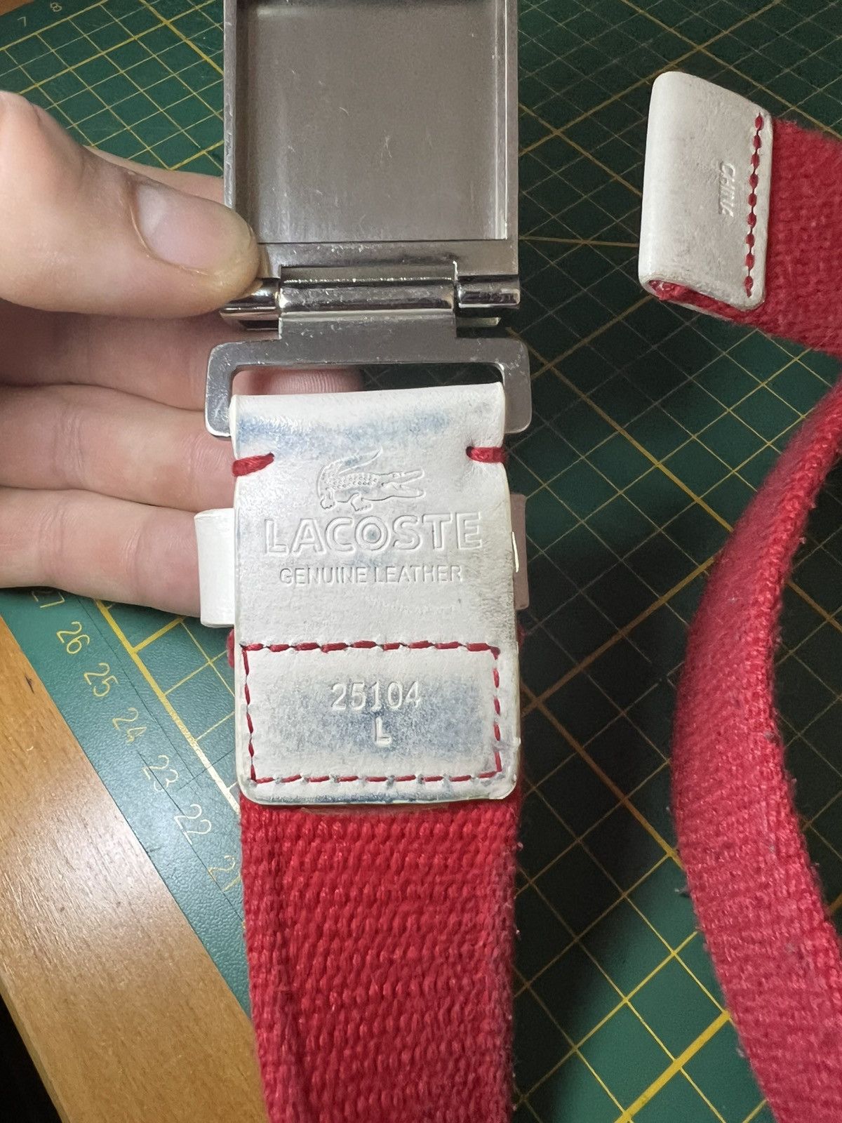 Lacoste Vintage Lacoste metal logo buckle woven fabric strap belt Size ONE SIZE - 3 Thumbnail