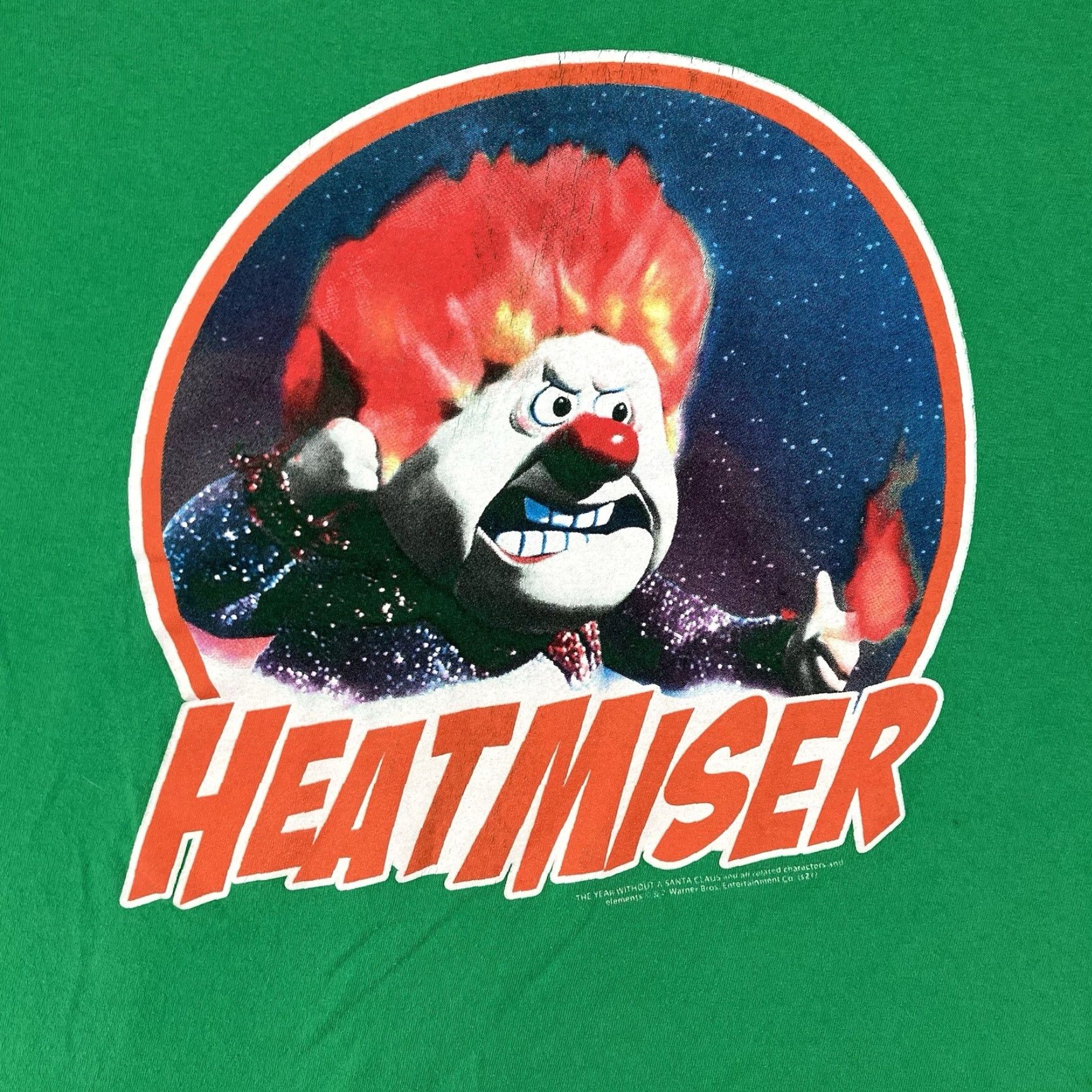 Fruit Of The Loom VINTAGE Fruit of the Loom Heat Miser Christmas Green Short Sleeve Cotton T-Shirt Santa Claus 70s Retro Slim Unisex Adults Small Boys Girls? Size US S / EU 44-46 / 1 - 3 Thumbnail