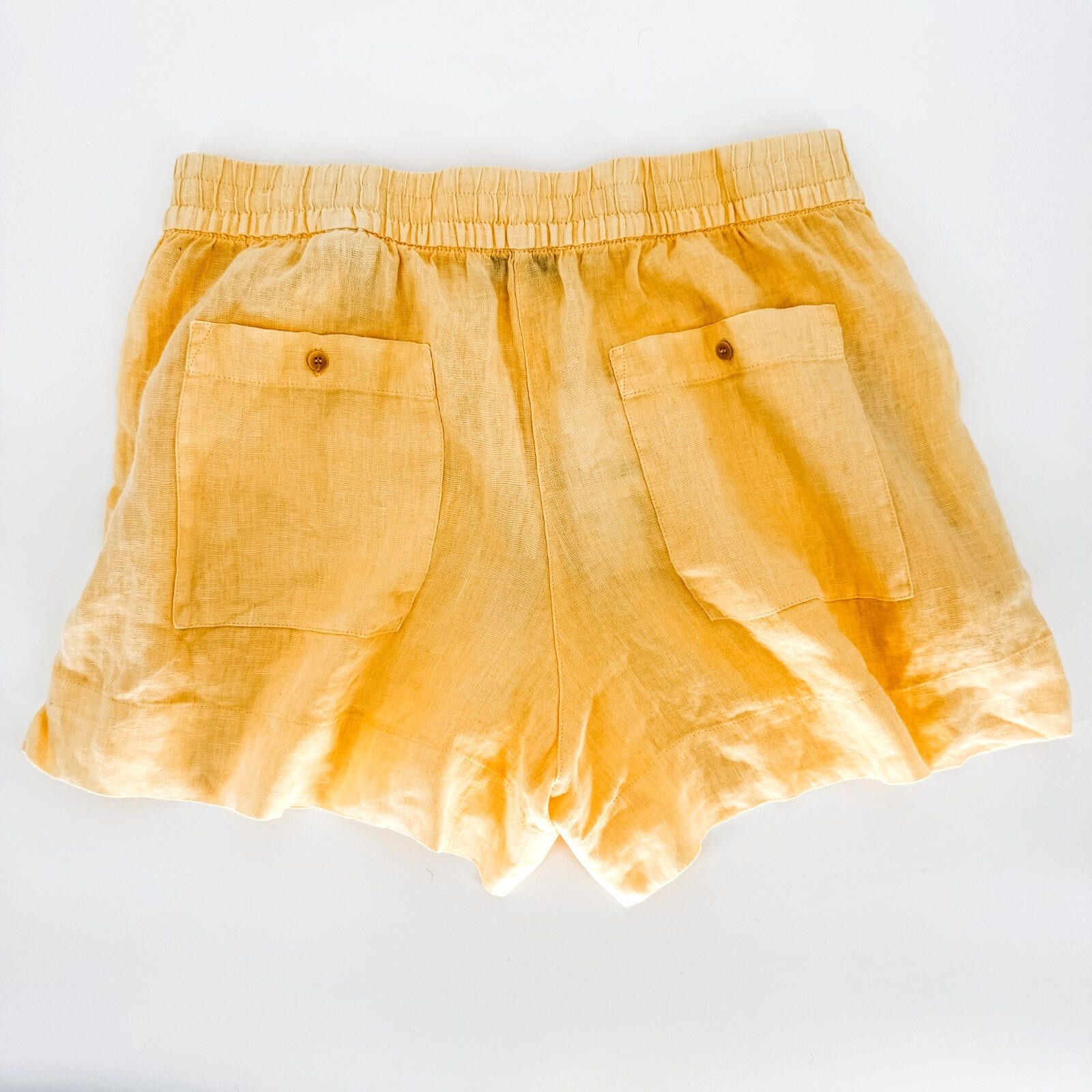 Zara Zara Shorts Women's Large Yellow Linen Cotton Blend NWT Size 36" / US 14 / IT 50 - 3 Thumbnail