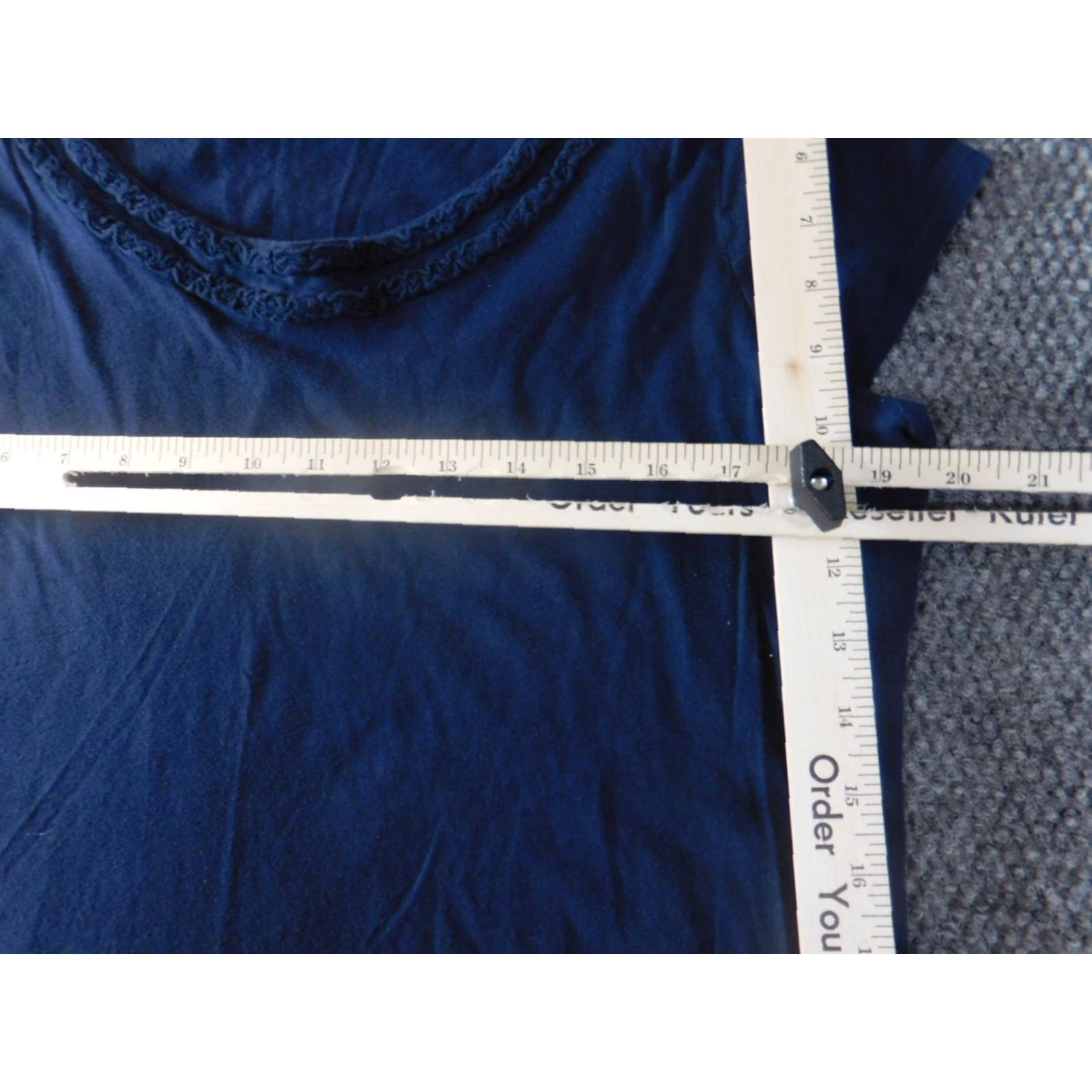 Ann Taylor Loft Ann Taylor Loft Blouse Short Sleeve Round Neck XL Blue Casual Women Regular 100% Cotton Button Pullover Size XL / US 12-14 / IT 48-50 - 6 Thumbnail