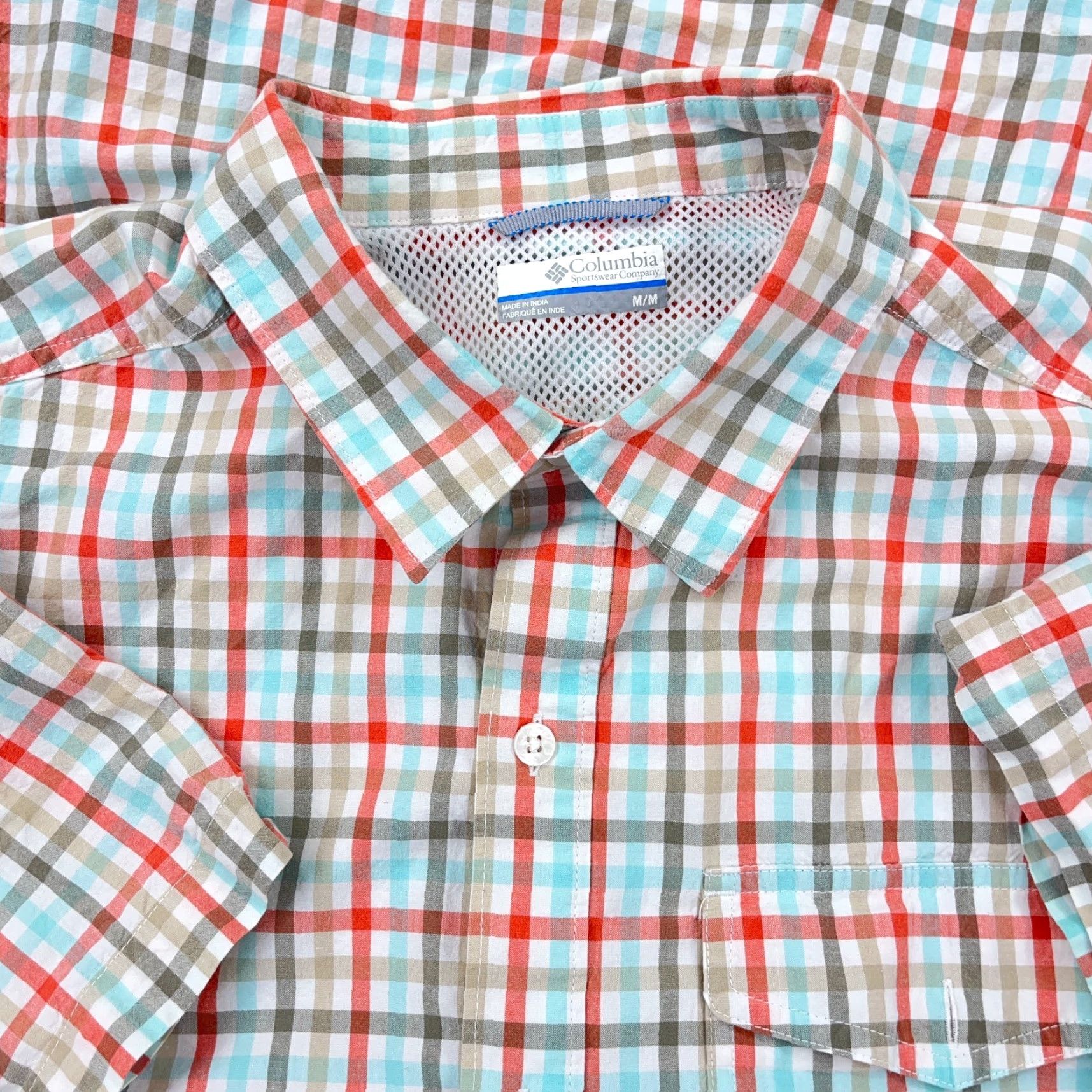 Vintage Columbia Shirt Men Medium Blue Plaid Button-Up Tattersall Fishing Camp Casual Travel Easy Care Pockets UV Protection Size US M / EU 48-50 / 2 - 2 Thumbnail