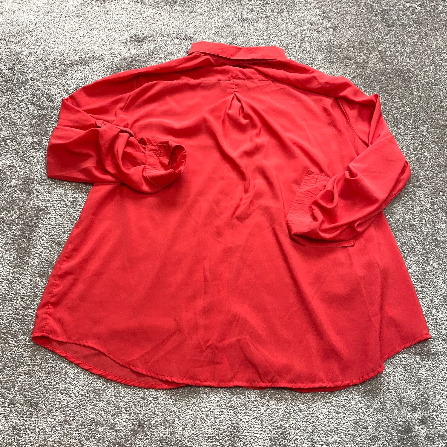 Vintage VINTAGE: No — Ambiance Apparel Blouse Button Up Shirt Womens 2X Red Solid Long Sleeve Top Size XXL / US 16-18 / IT 52-54 - 8 Thumbnail