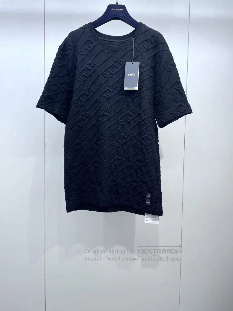 Fendi Fendi Black Full Print Embossed Chain Short Sleeve T-Shirt Size US XS / EU 42 / 0 - 1 Thumbnail